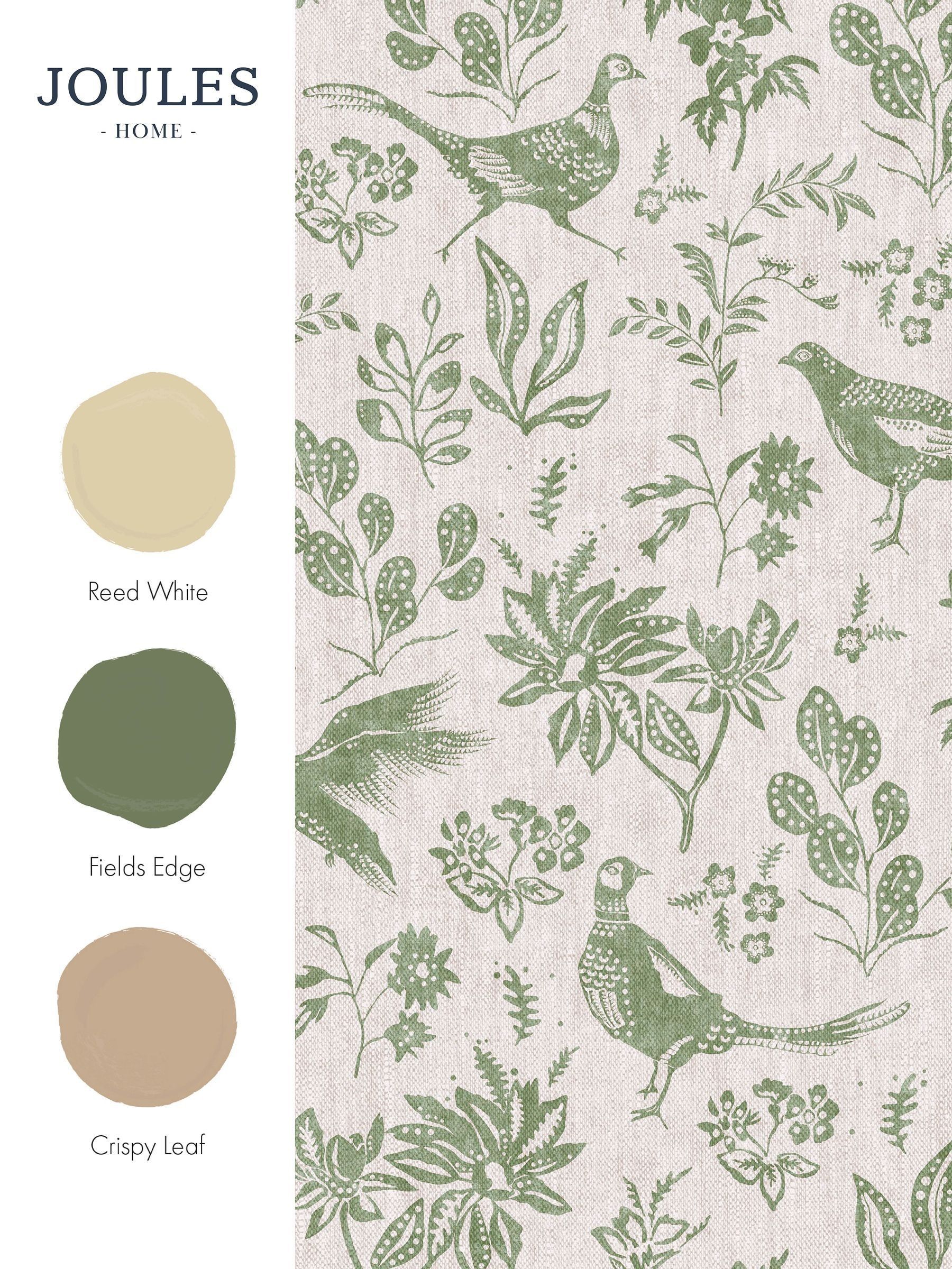 Linen or Green Pheasant Print Linen/Green A4 Wallpaper Sample - Image 4 of 4