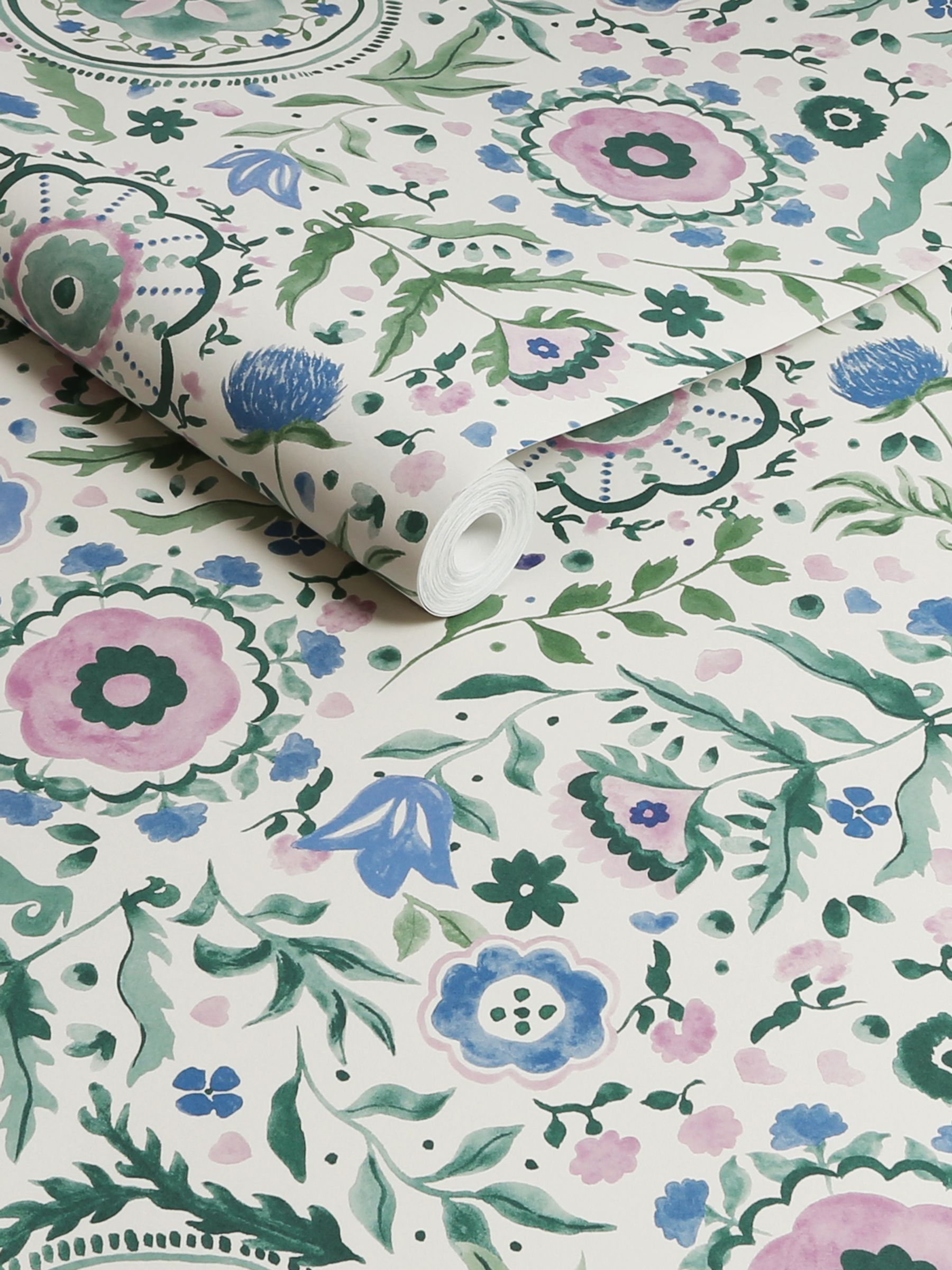 Cream or Multi Festival Flowers Wallpaper Sample - Image 3 of 4