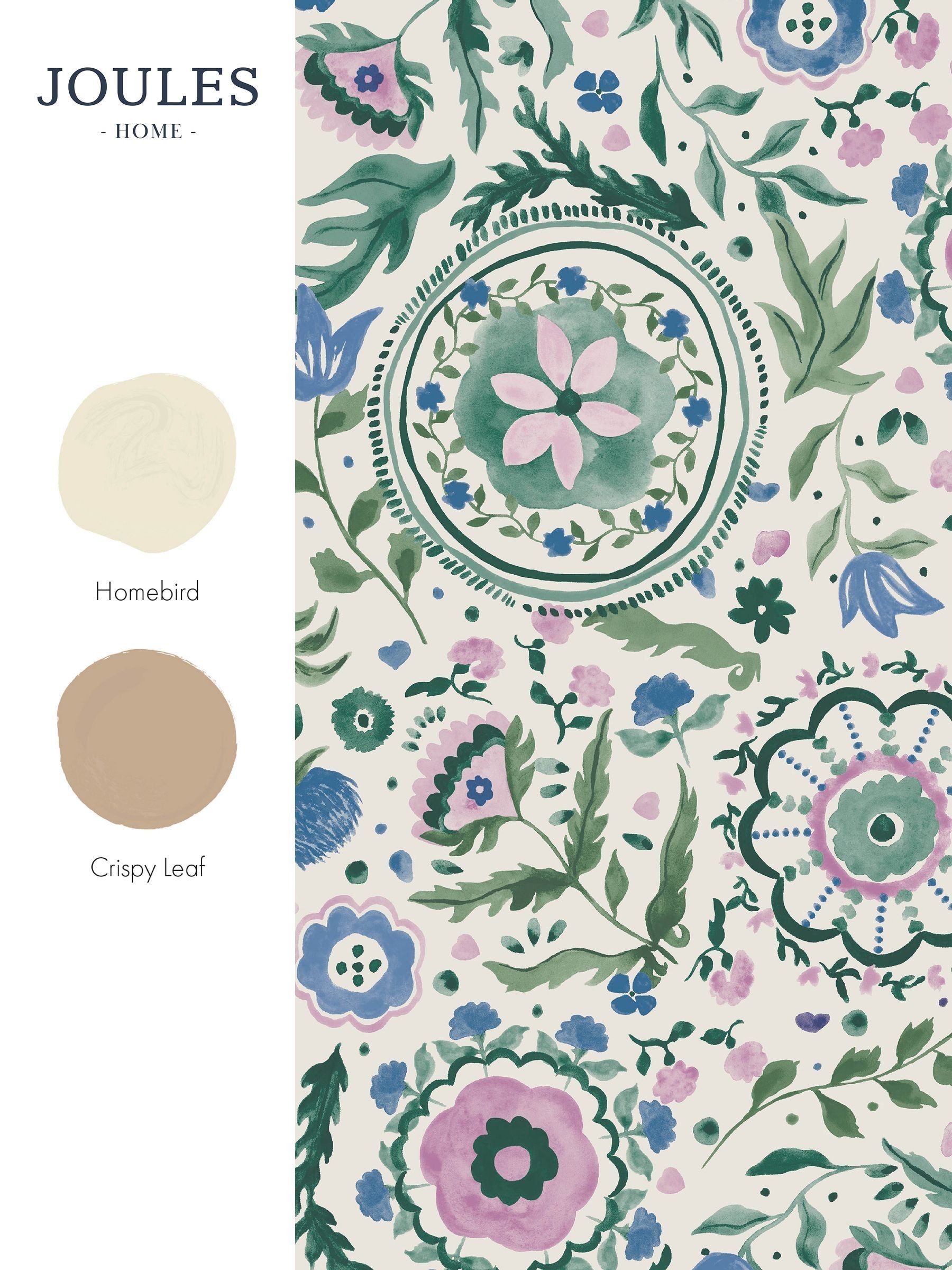 Cream or Multi Festival Flowers Wallpaper Sample - Image 4 of 4