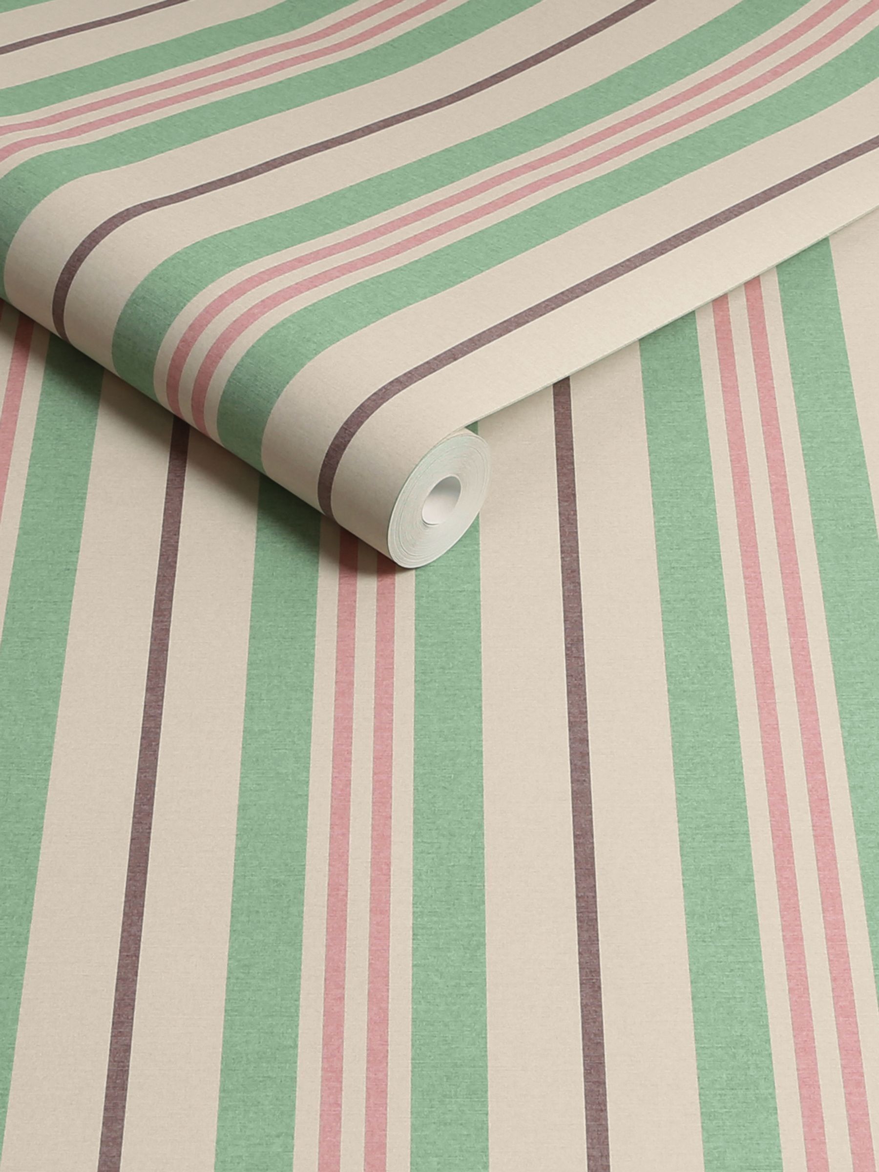 Pink or Green Grove Stripe Pink/Green A4 Wallpaper Sample - Image 3 of 4