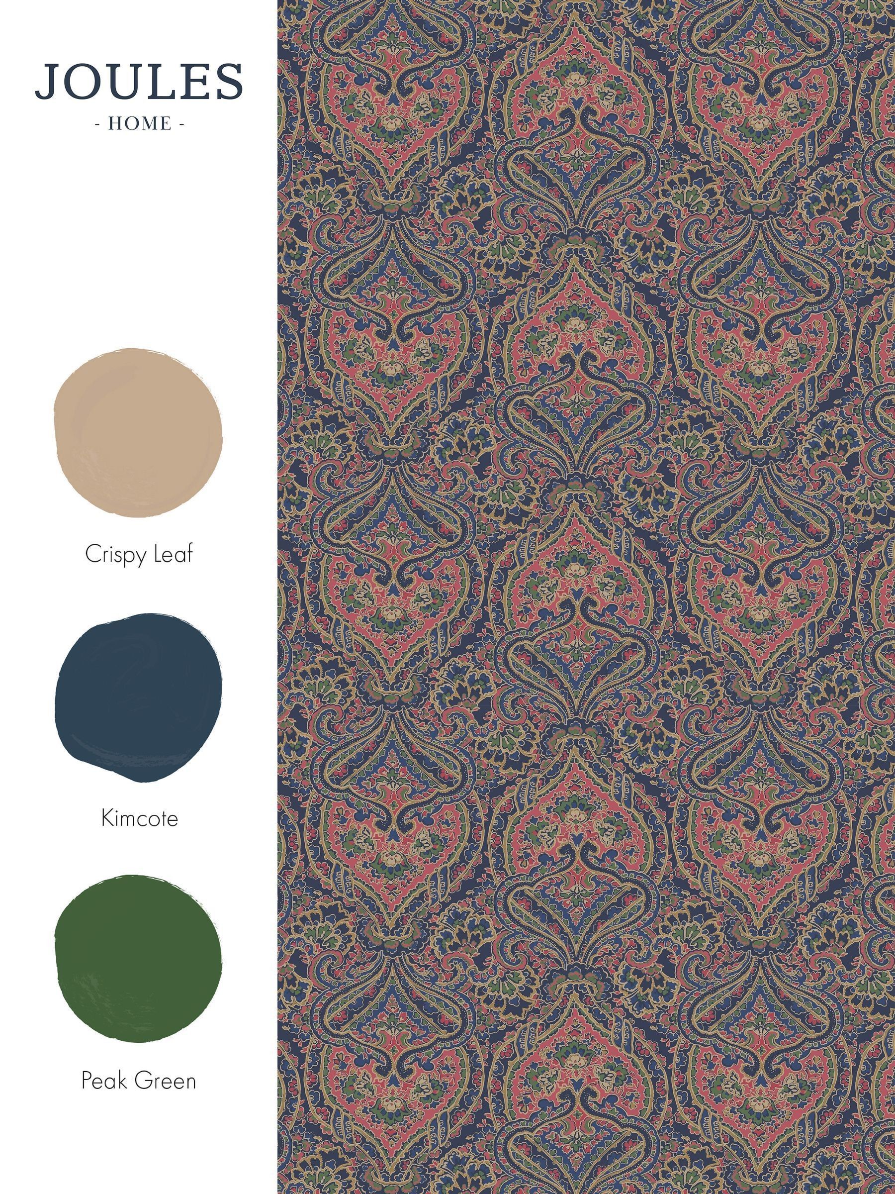 Navy or Multi Opulent Paisley Print NavyMulti A4 Wallpaper Sample - Image 4 of 4