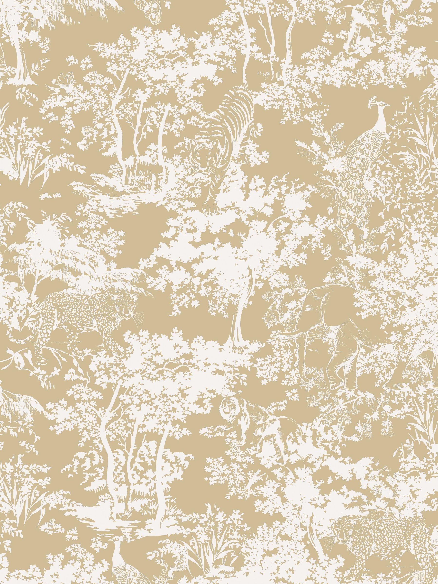 Gold Animal Forest Print Gold A4 Wallpaper Sample - Image 2 of 4