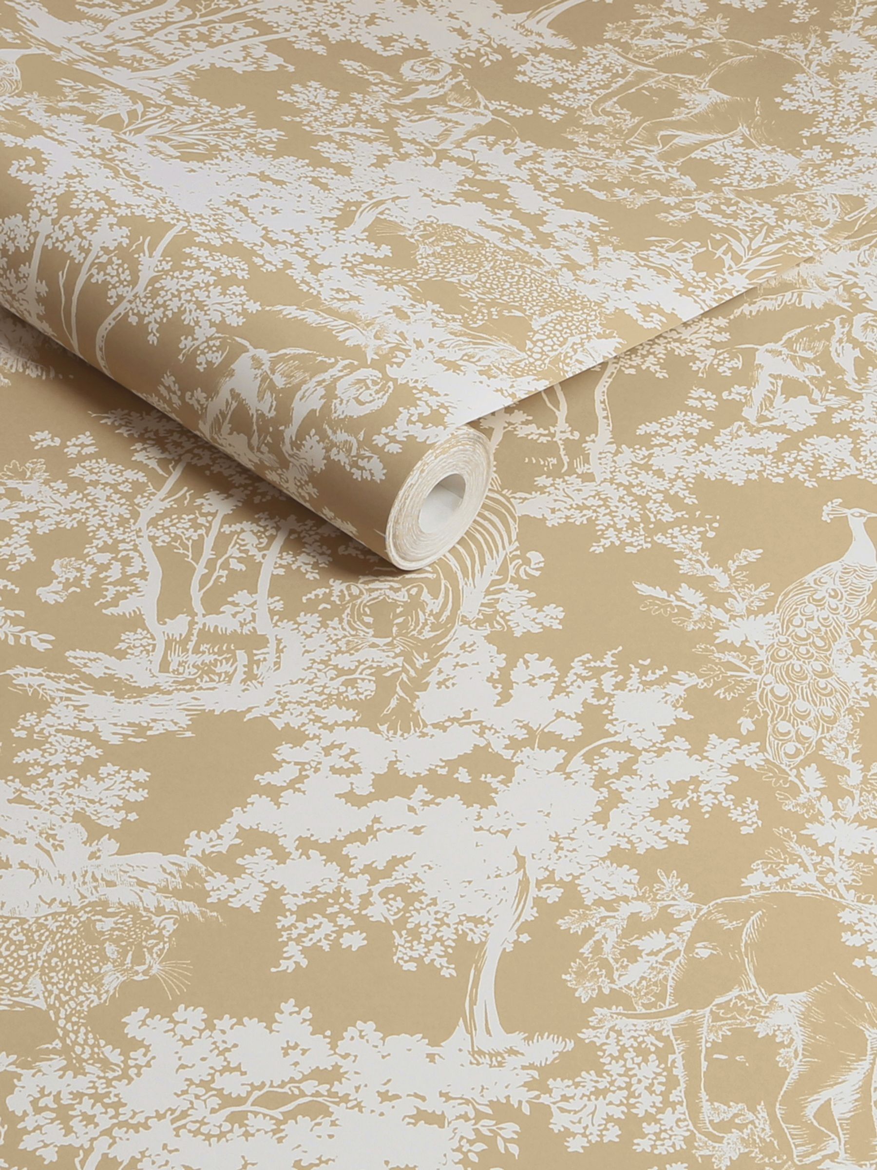 Gold Animal Forest Print Gold A4 Wallpaper Sample - Image 3 of 4