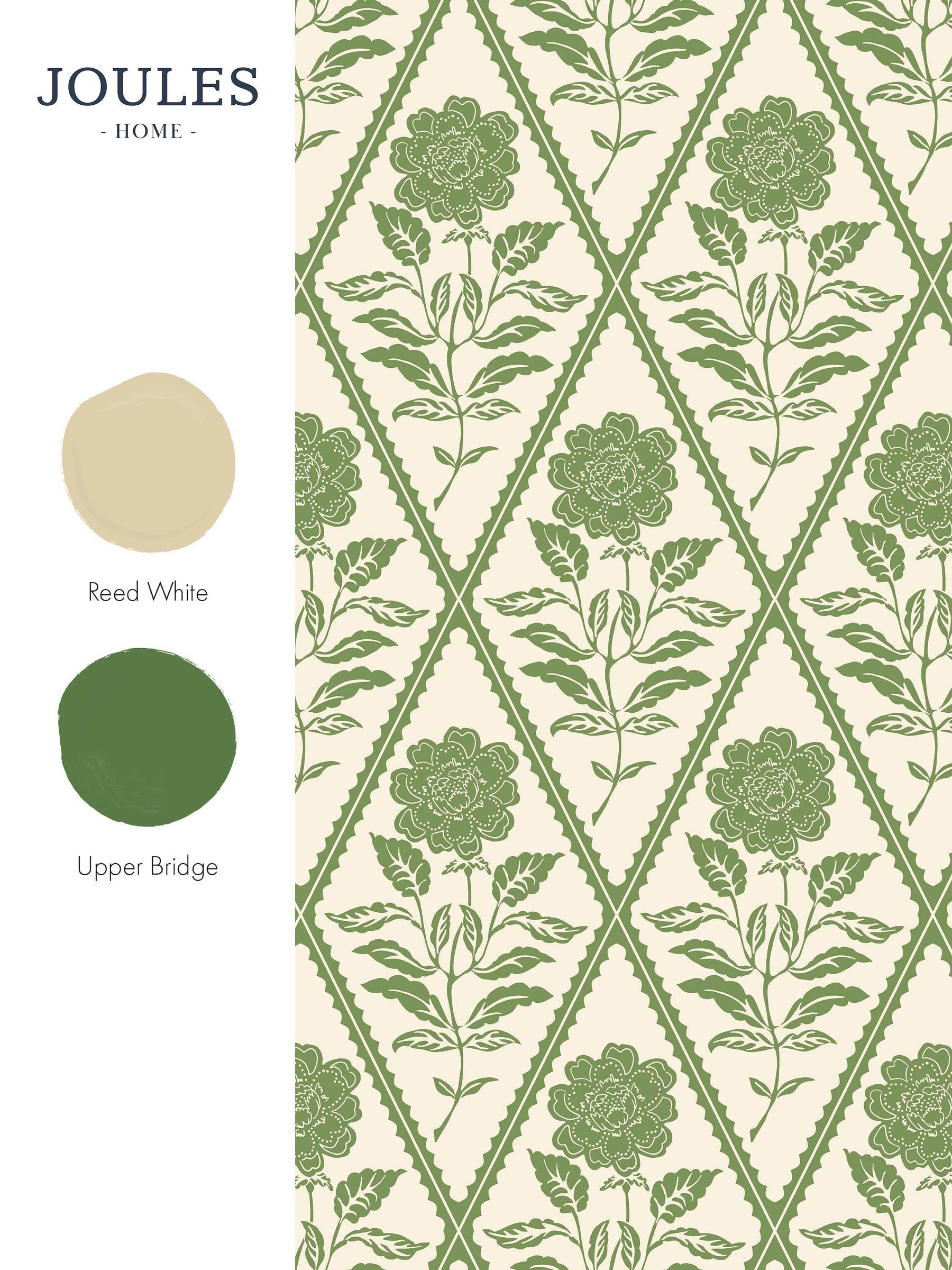 Cream or Green Juliette Floral Print CreamBlue A4 Wallpaper Sample - Image 4 of 4
