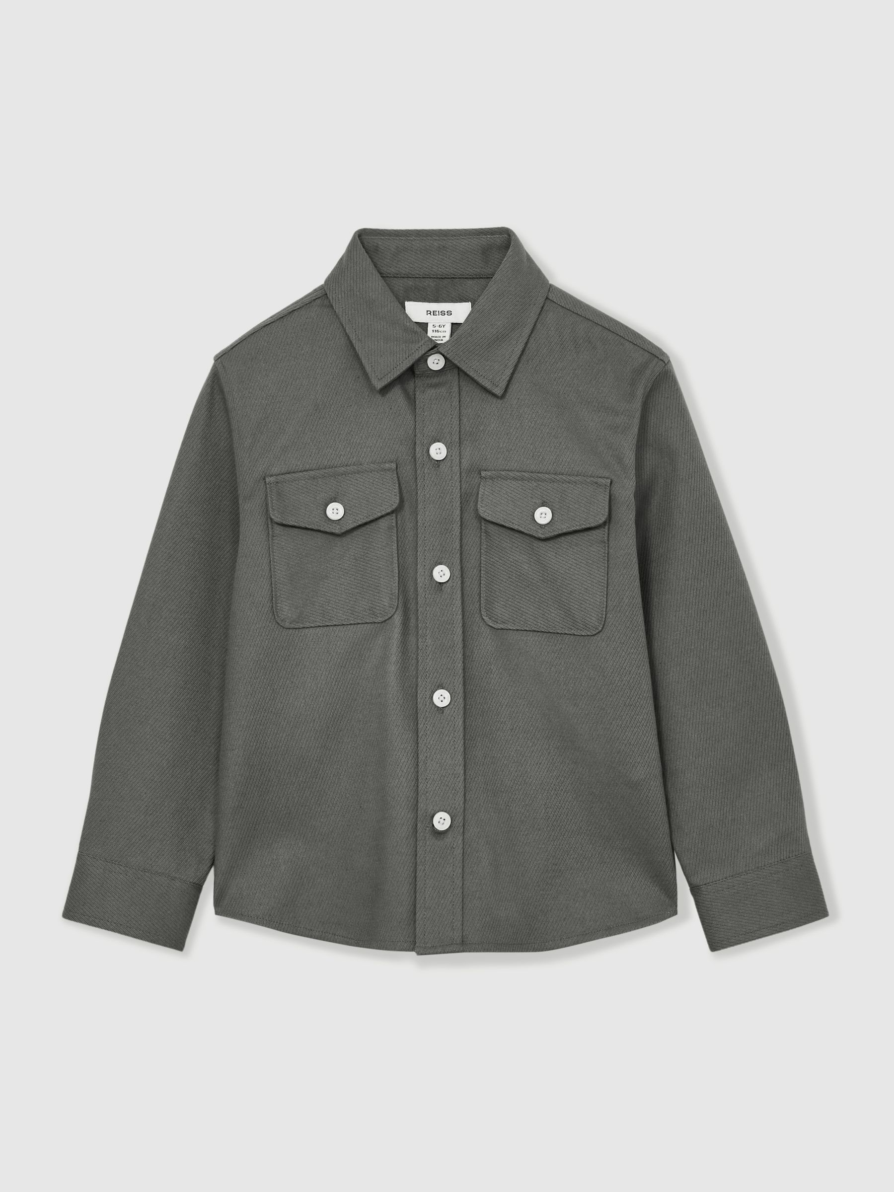 9-13 yrs Twin Pocket Textured Overshirt in Sage - Image 2 of 4