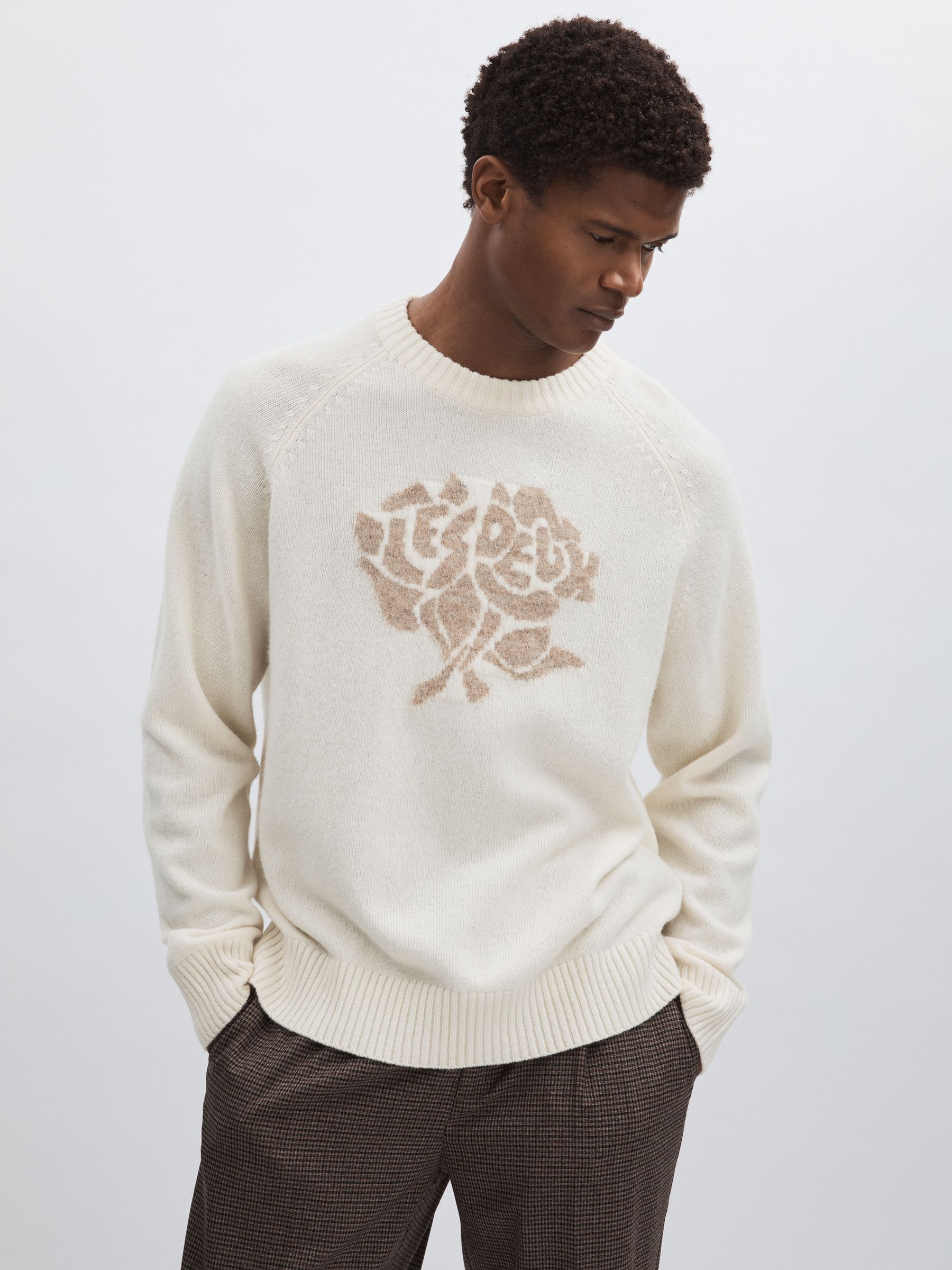 Jacquard Jumper in Sand/Ivory - Image 3 of 5