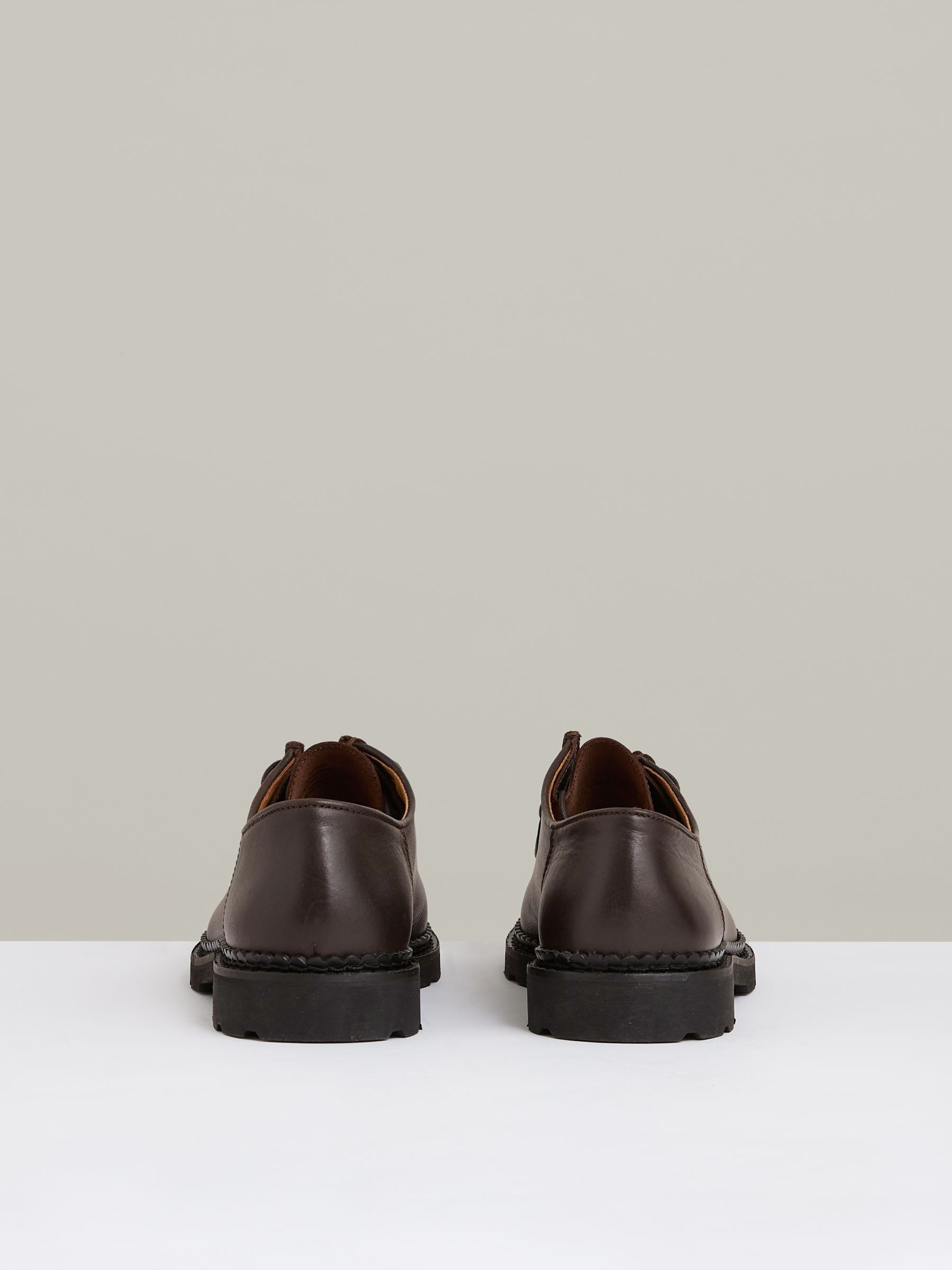 Leather Moccasin-Toe Lace-Up Shoes in Dark Brown - Image 5 of 6