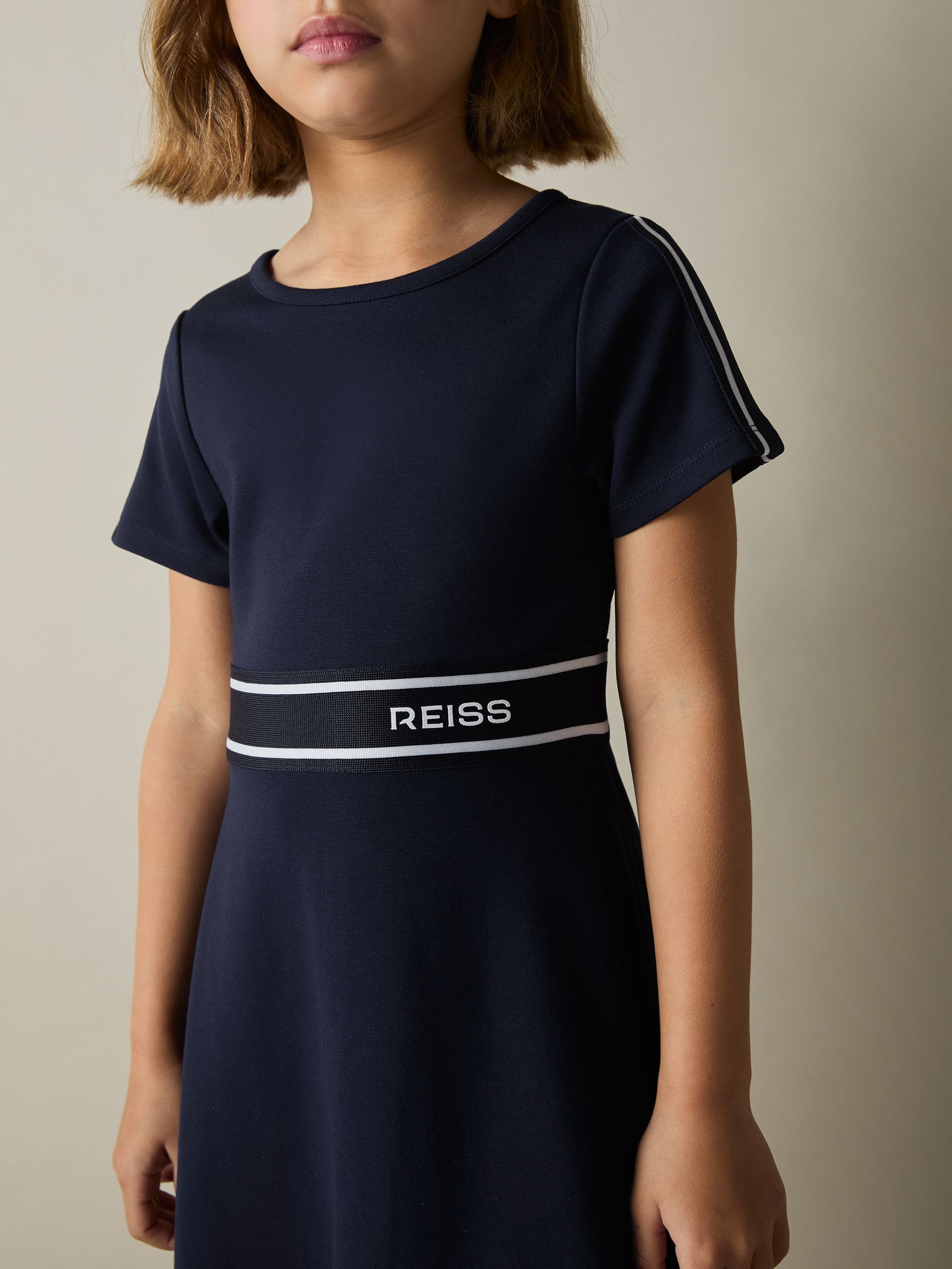 4-9 yrs Interlock-Jersey Logo-Waistband Dress in Navy - Image 3 of 4