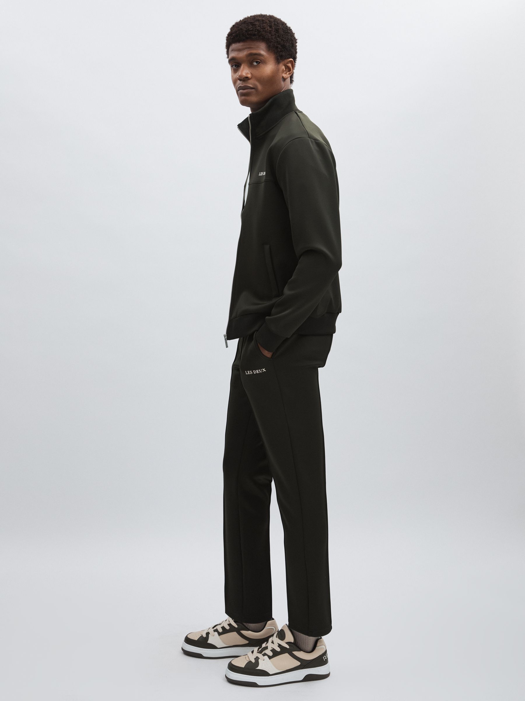Slim Fit Drawstring Joggers in Dark Green - Image 1 of 6