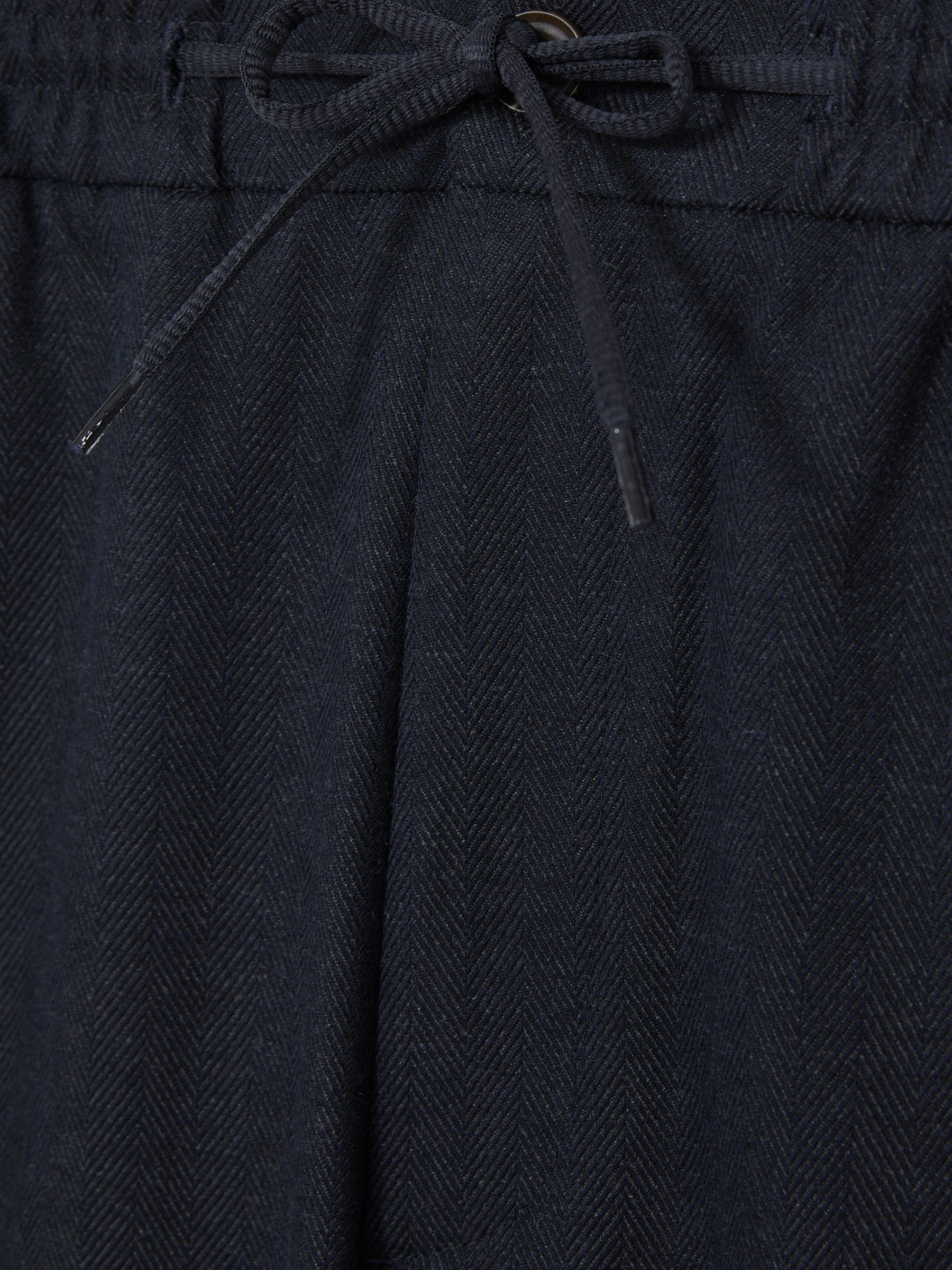 Les Deux Herringbone Tapered Drawstring Trousers in Navy/Grey - Image 6 of 6