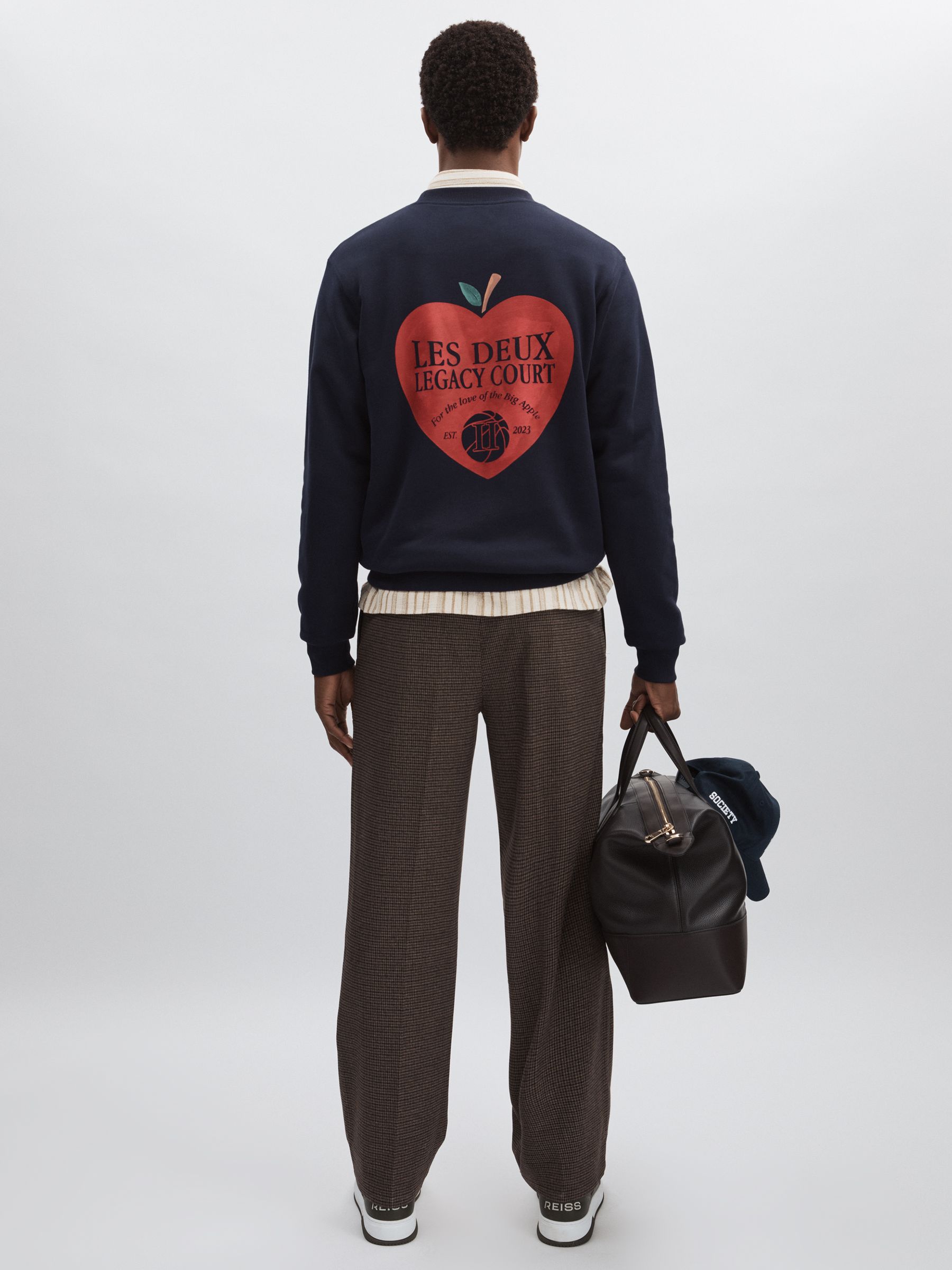 100% Cotton Legacy Print Sweatshirt in Dark Navy - Image 3 of 6
