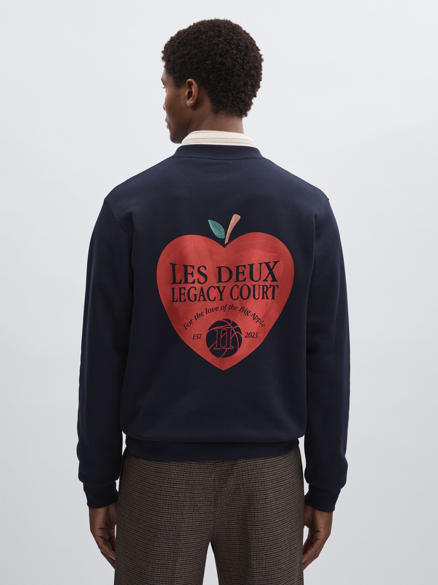 100% Cotton Legacy Print Sweatshirt in Dark Navy - Image 6 of 6