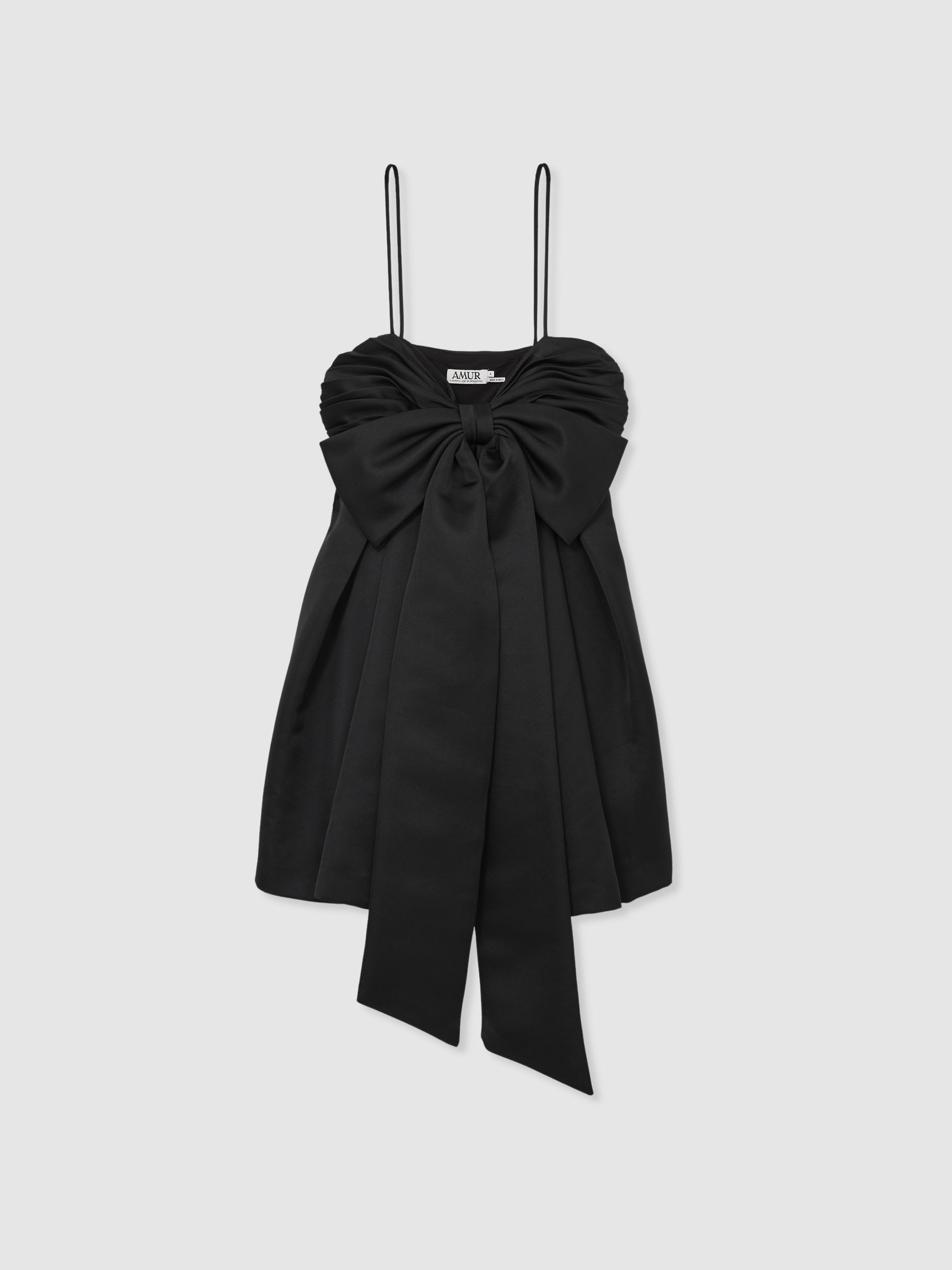 Amur Satin Babydoll Bow Dress in Black - Image 2 of 6