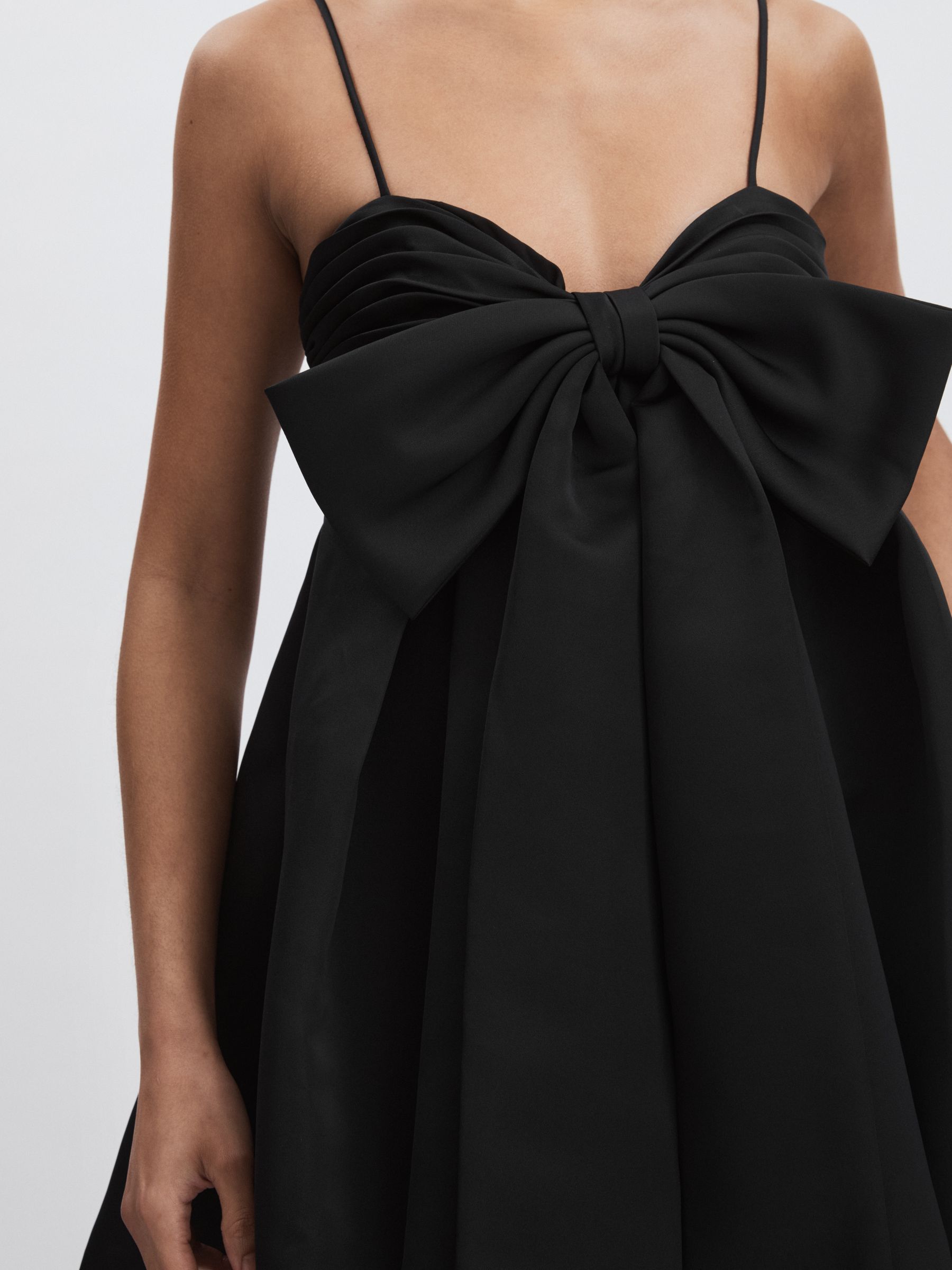 Amur Satin Babydoll Bow Dress in Black - Image 4 of 6