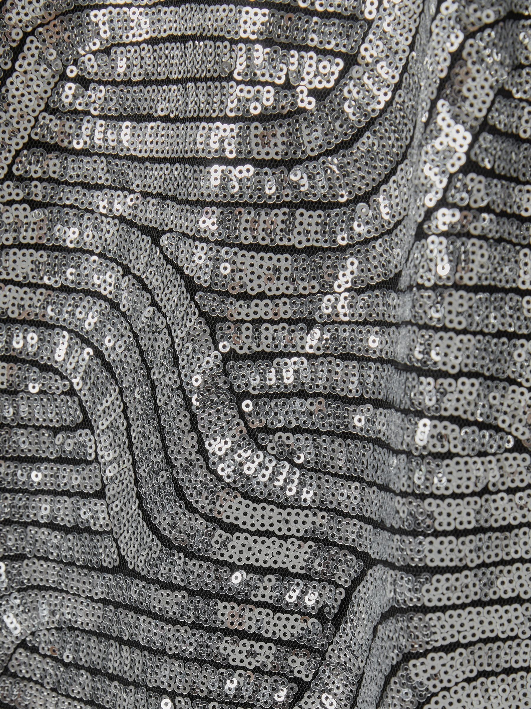 Halston Sequin Mini Dress in Silver - Image 5 of 5