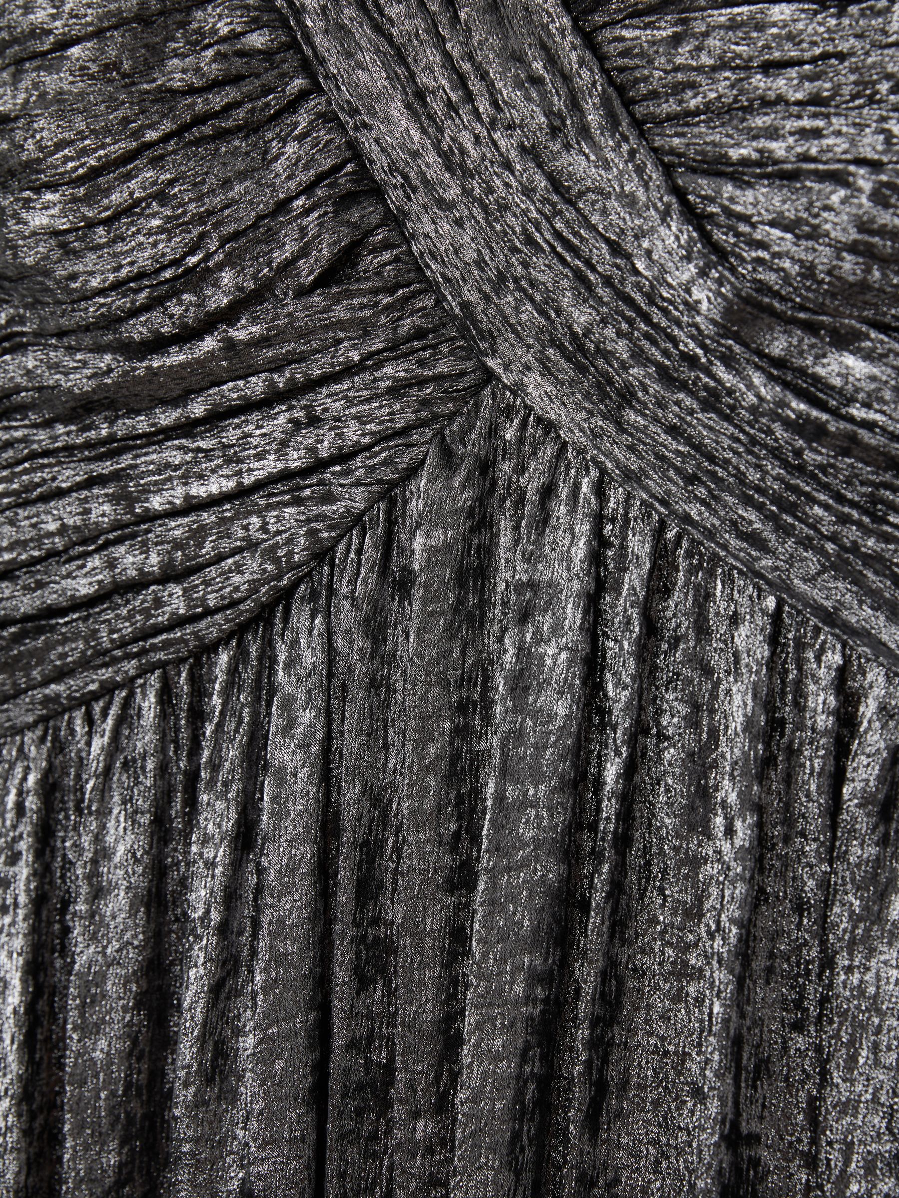 Amur Metallic One Shoulder Maxi Dress in Dark Grey - Image 5 of 5