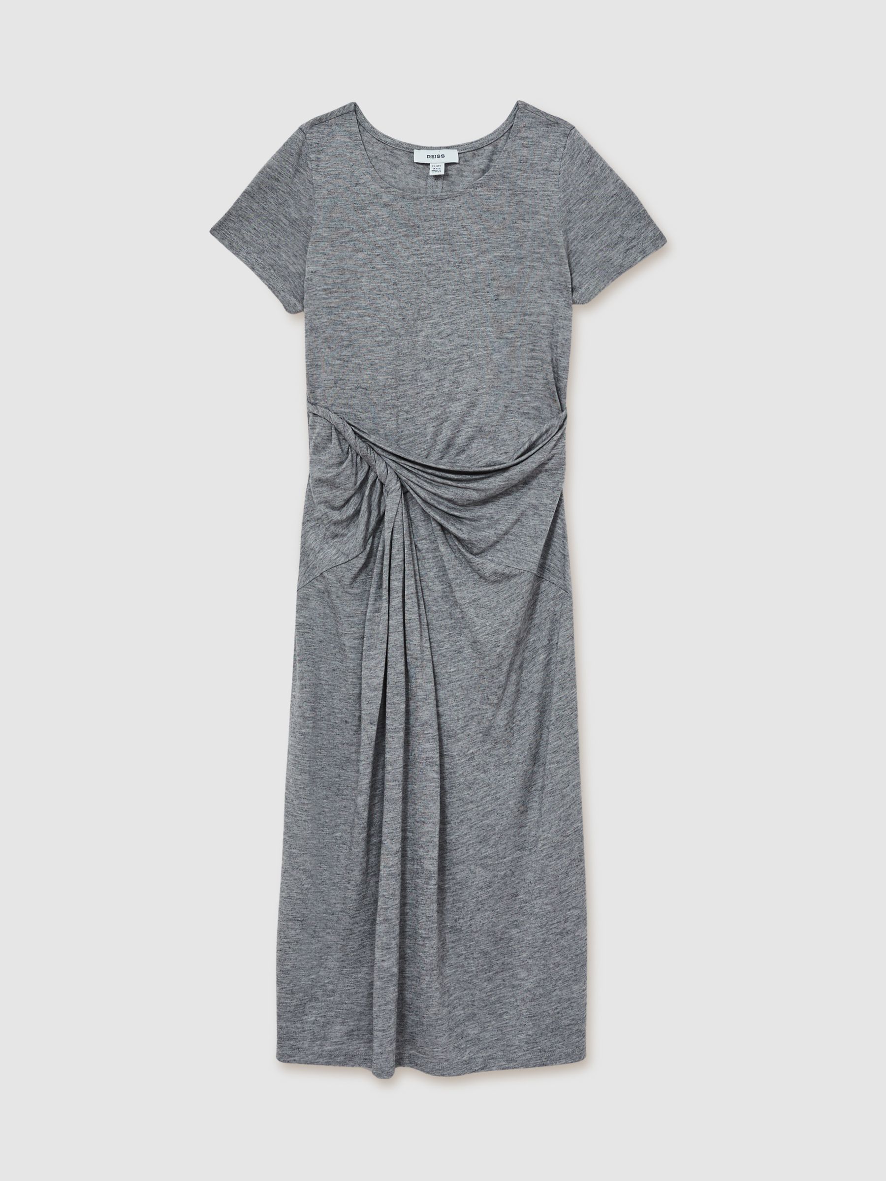 13-14 yrs Jersey Knotted Midi Dress in Grey - Image 1 of 4