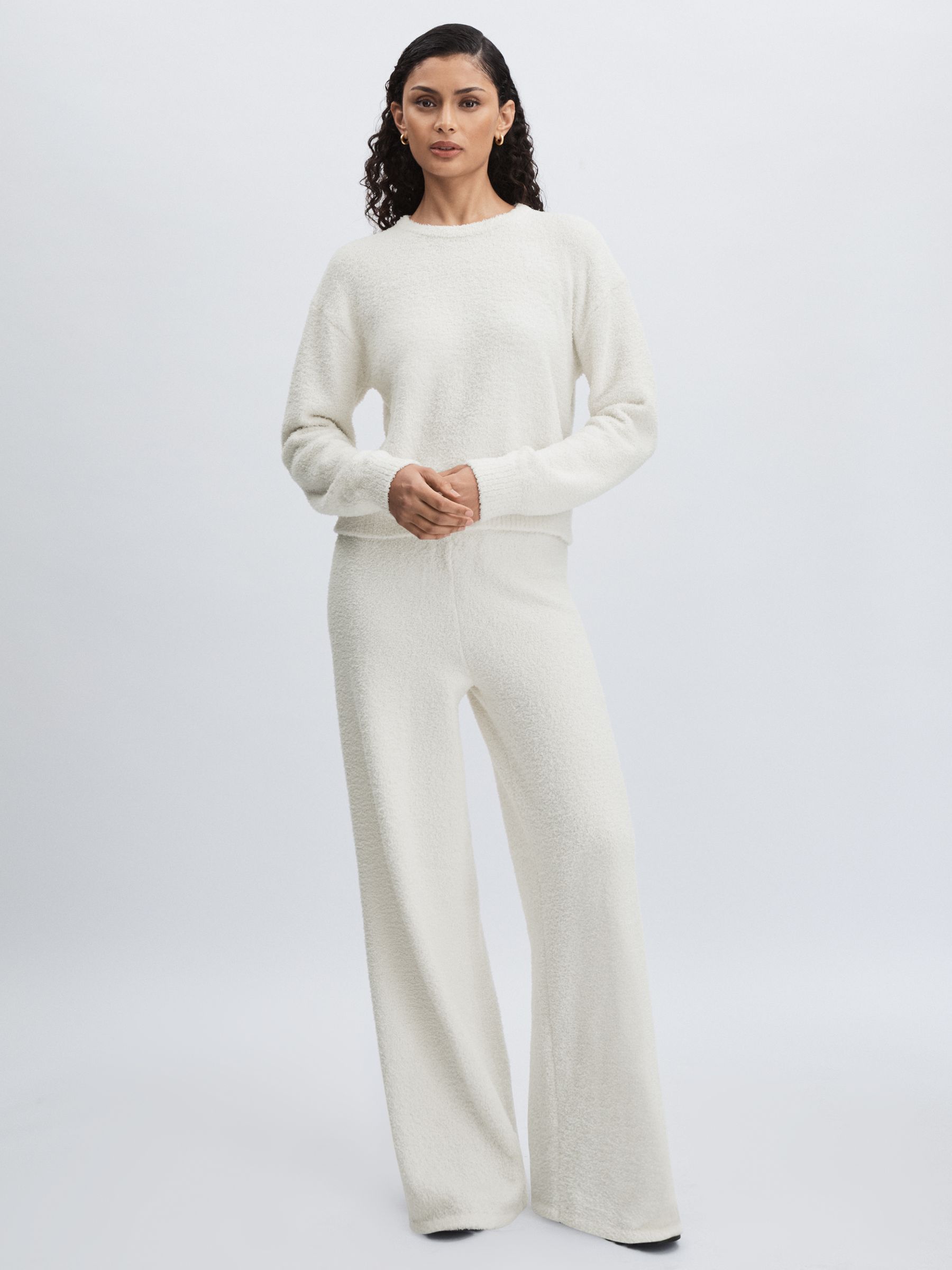 Calvin Klein Chenille Crew-Neck Jumper in Ivory - Image 3 of 6
