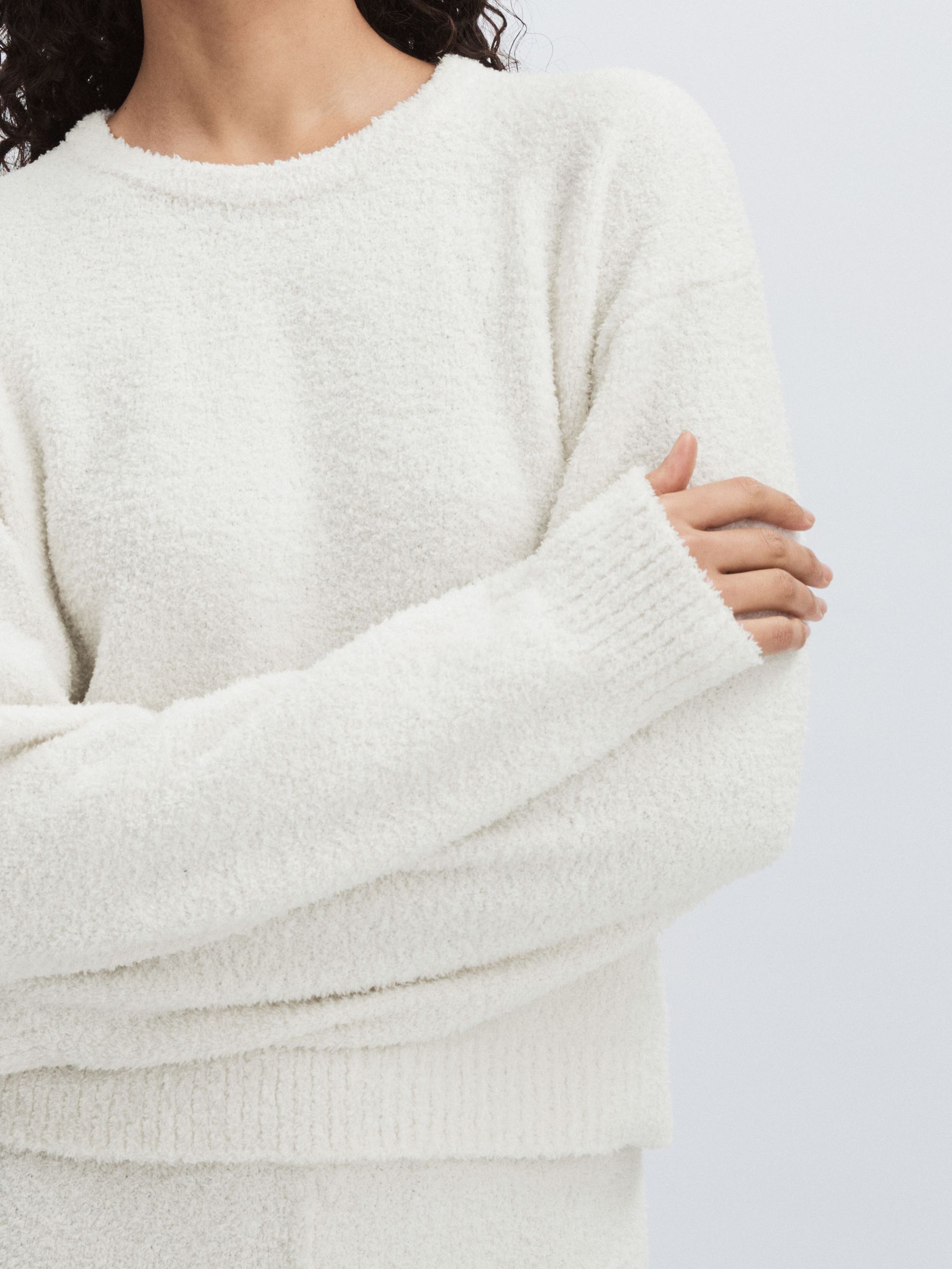 Calvin Klein Chenille Crew-Neck Jumper in Ivory - Image 4 of 6
