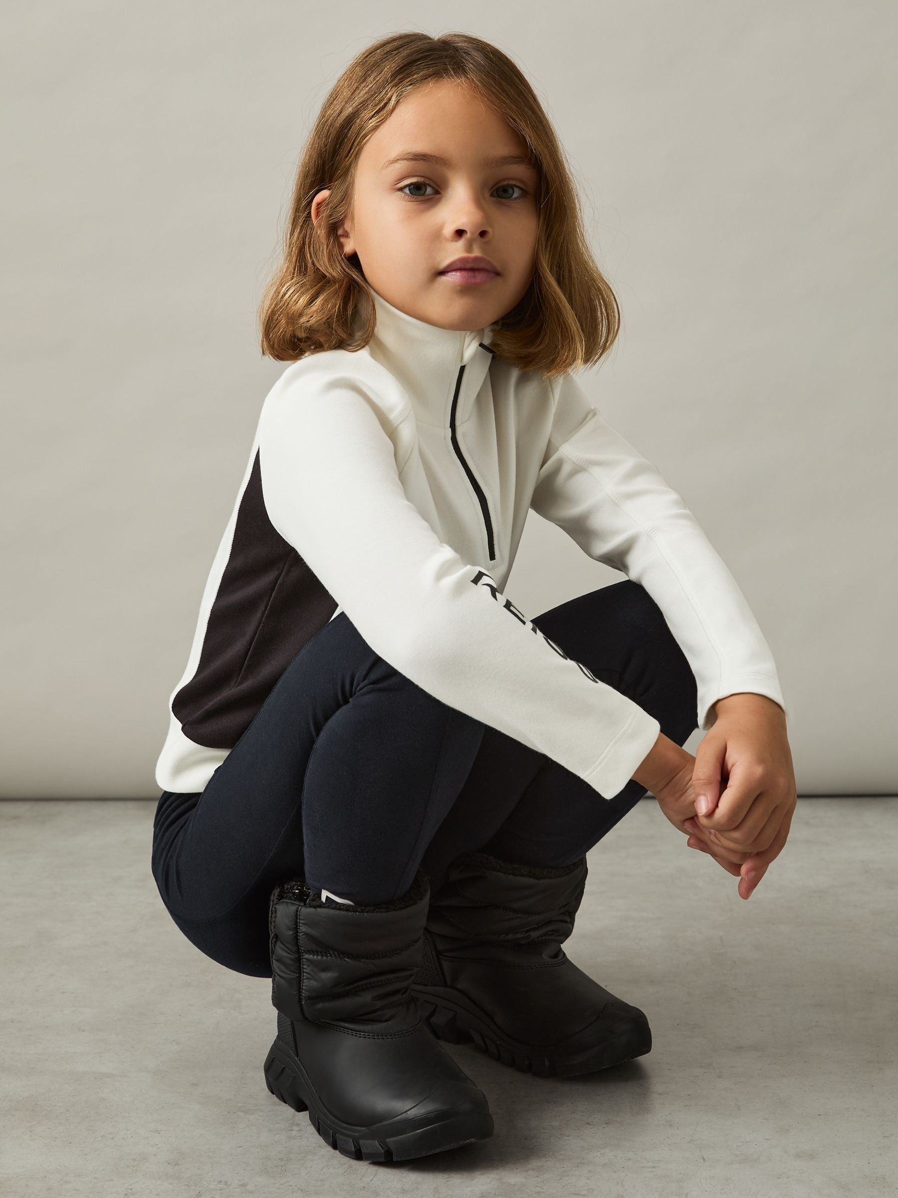 9-13 yrs Funnel-Neck Base-Layer Top in White/Black - Image 3 of 4