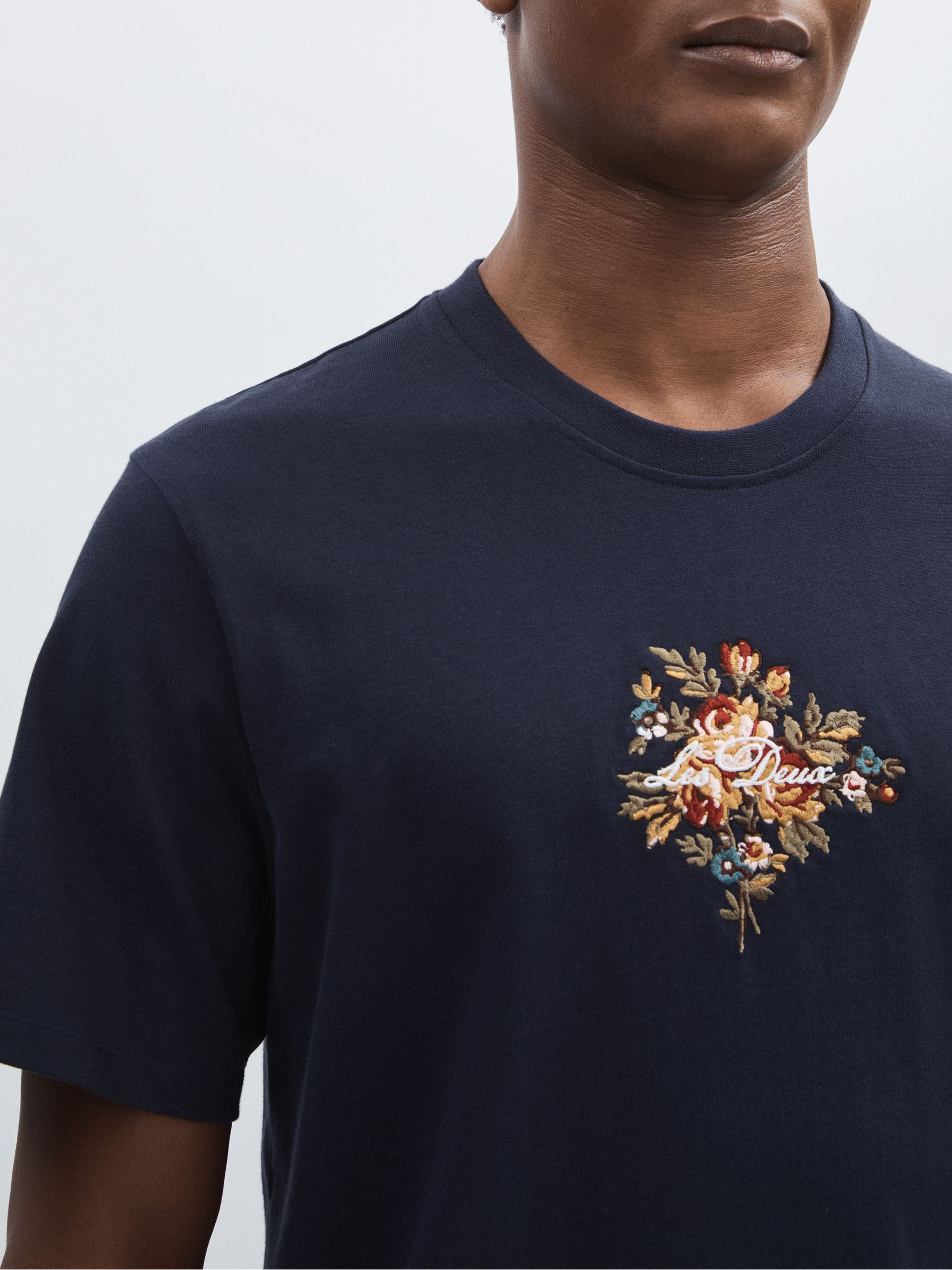Organic-Cotton Embroidered Logo T-Shirt in Navy - Image 4 of 6