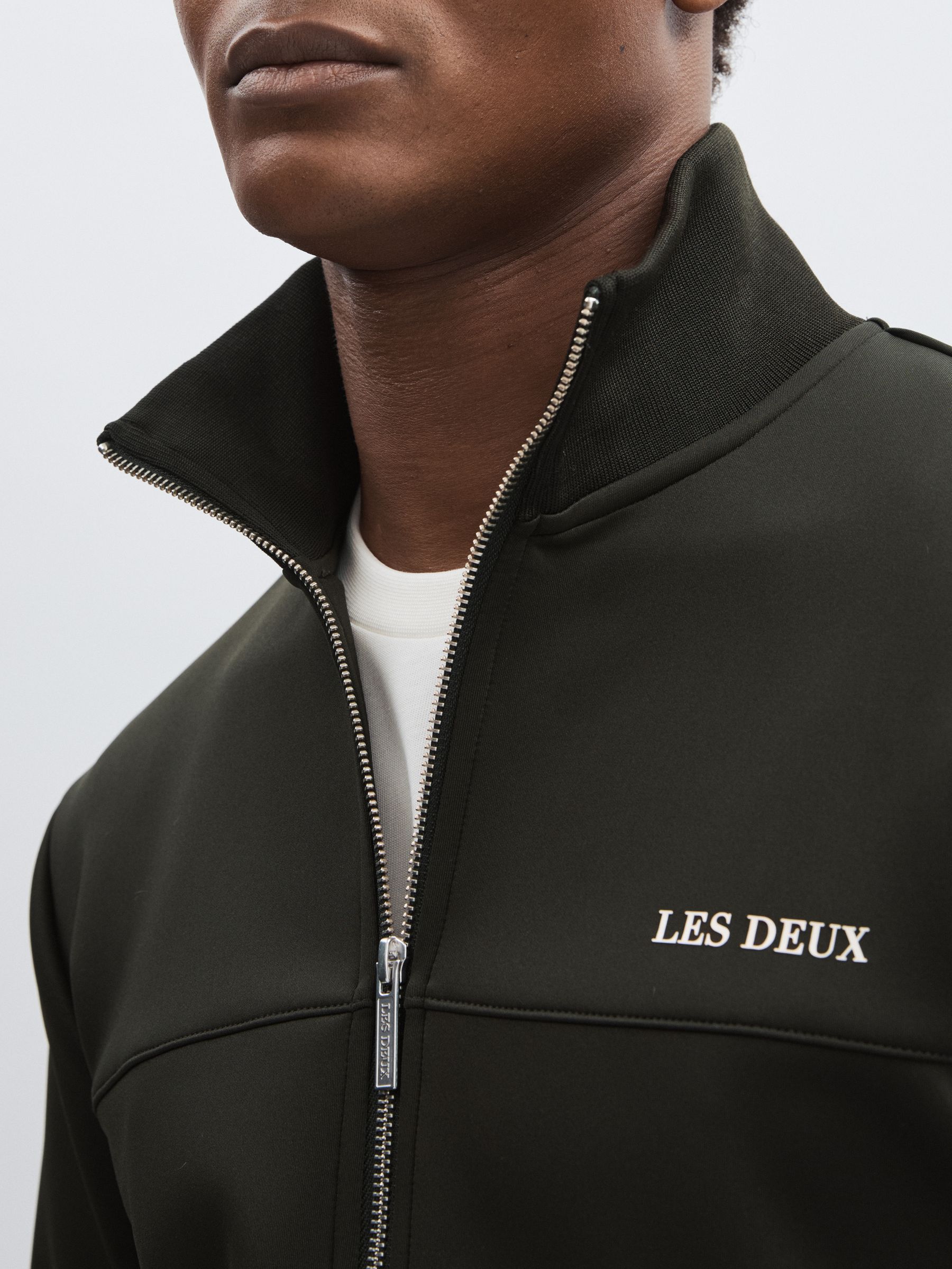 Reiss Deux Zip-Through Track Jacket in Dark Green | REISS