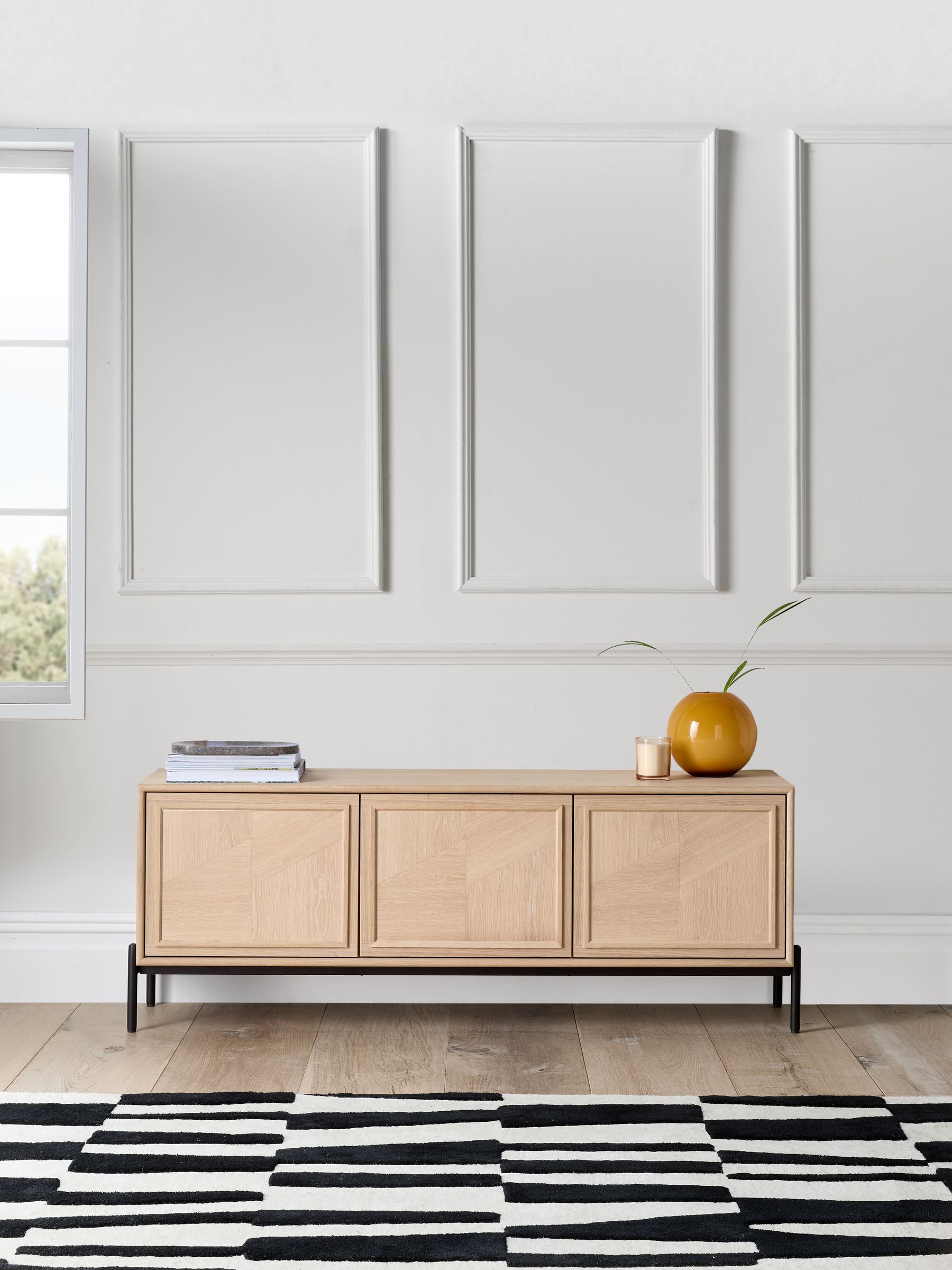 Jasper Conran London White Washed Oak Aden Wide Up to 50 Inch TV Unit - Image 2 of 8