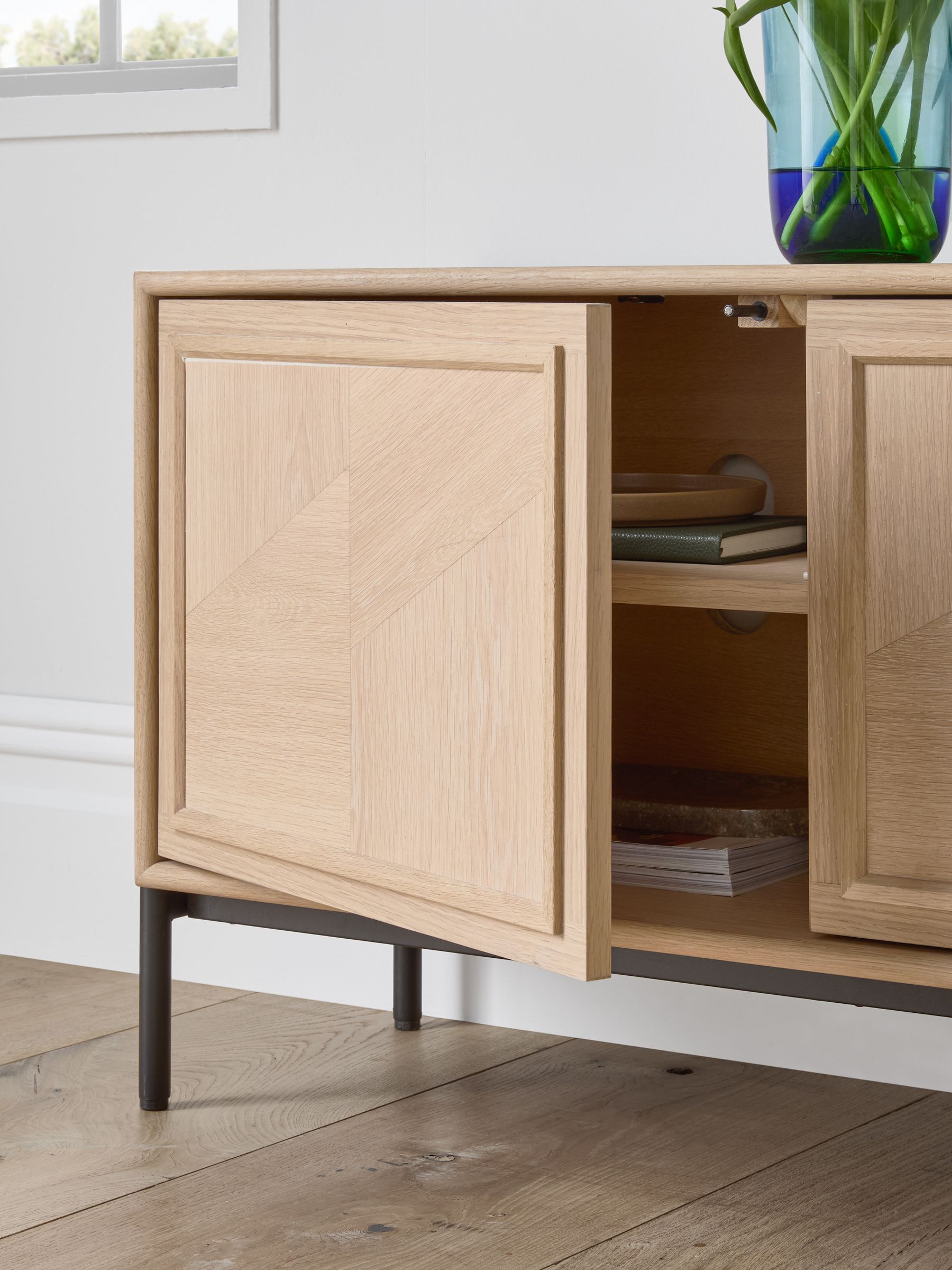Jasper Conran London White Washed Oak Aden Wide Up to 50 Inch TV Unit - Image 3 of 8