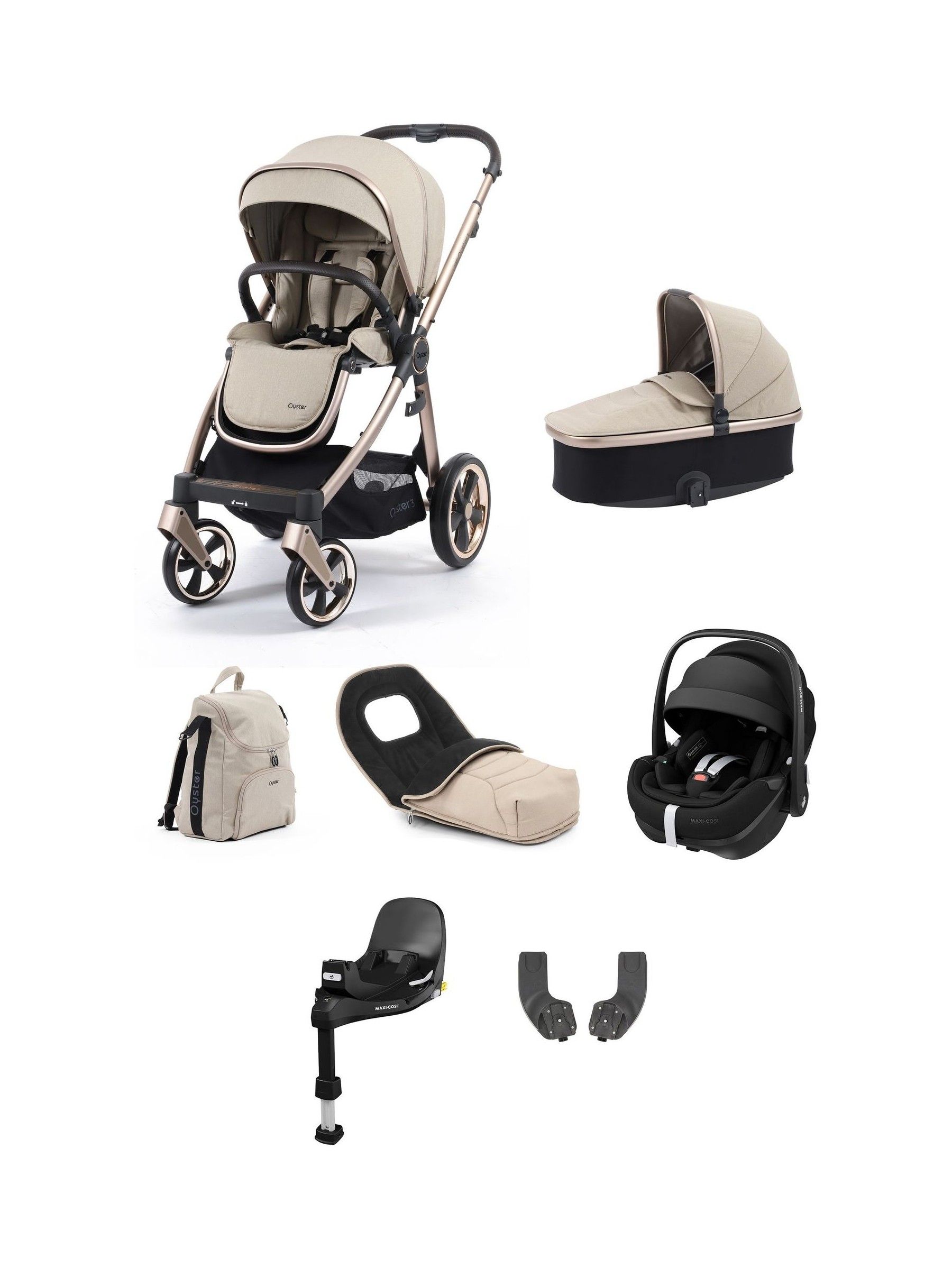 Oyster 3 7 Piece Crème Brulee Luxury Bundle with Maxi Cosi Pebble 360 Car Seat & Base - Image 6 of 6
