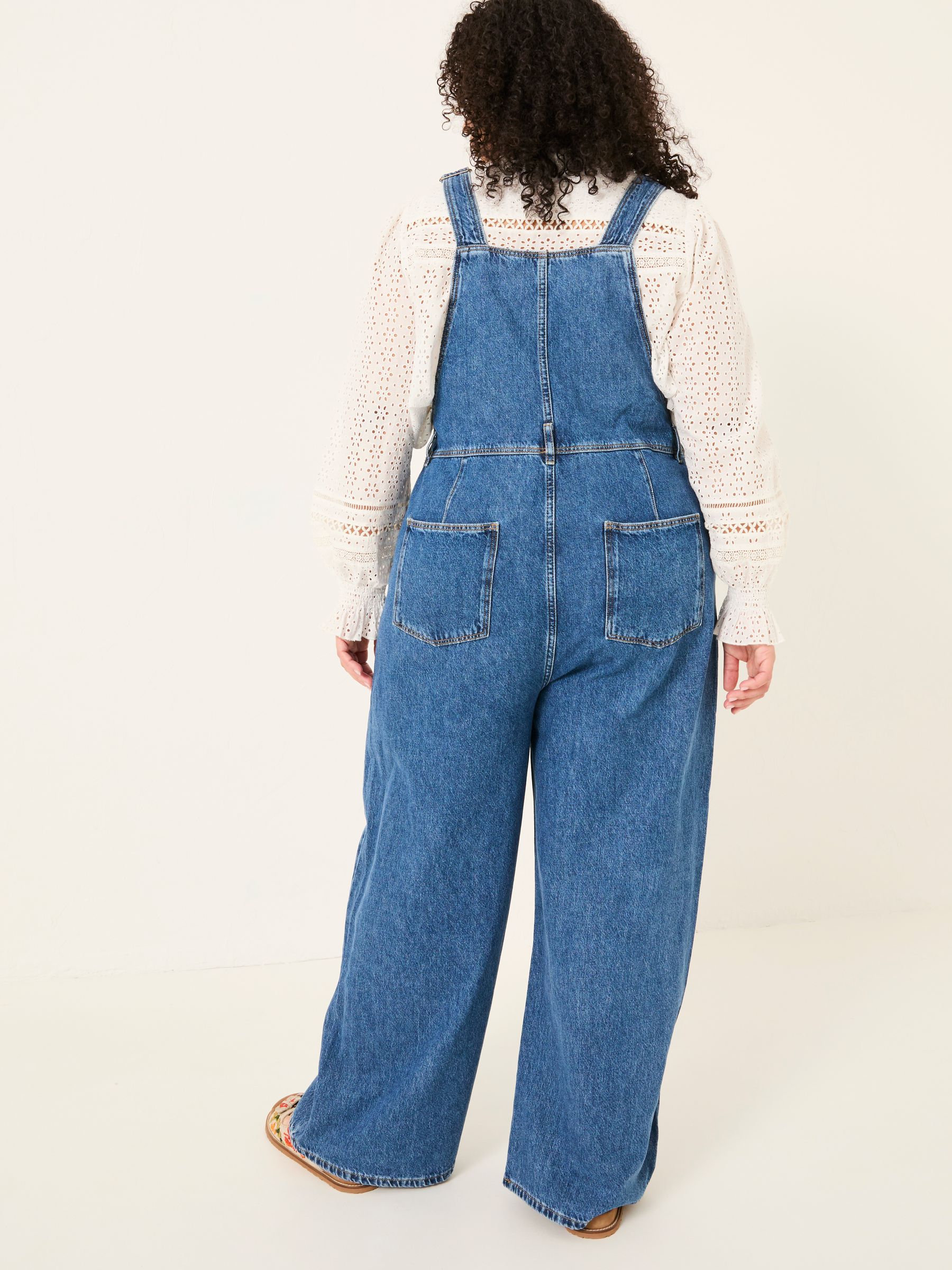 Alexa Denim Vintage Wide Leg Dungarees - Image 2 of 6