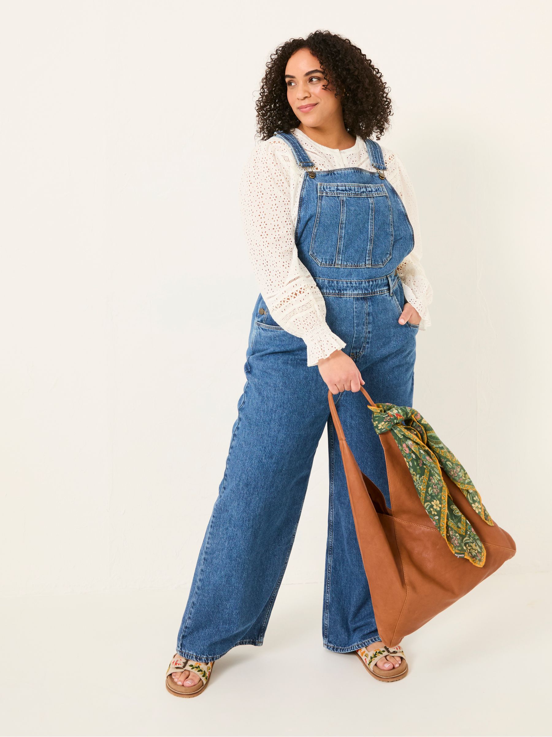 Alexa Denim Vintage Wide Leg Dungarees - Image 3 of 6