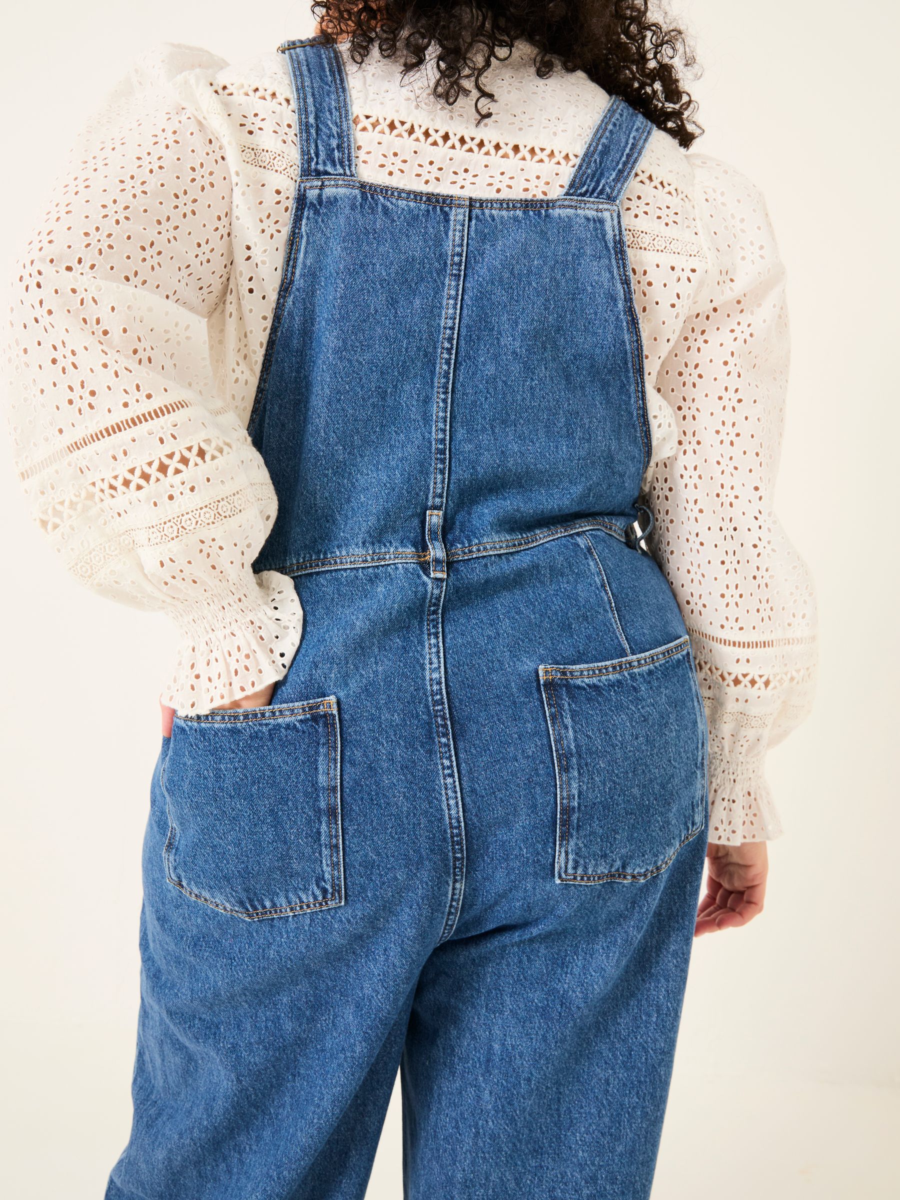 Alexa Denim Vintage Wide Leg Dungarees - Image 4 of 6