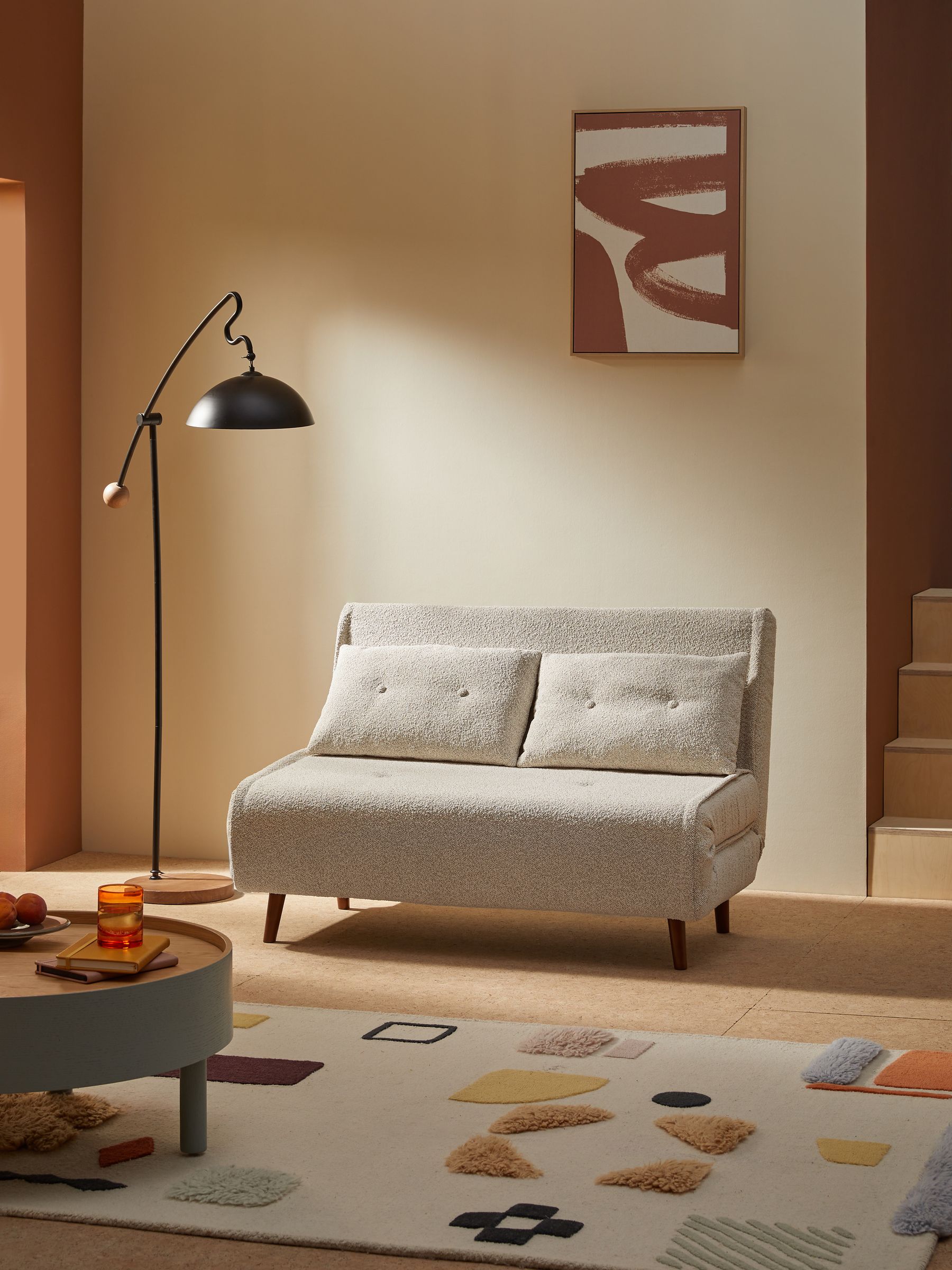 Regular Haru 2 Seater Sofa Bed in Off White Natural Pax Boucle - Image 1 of 7