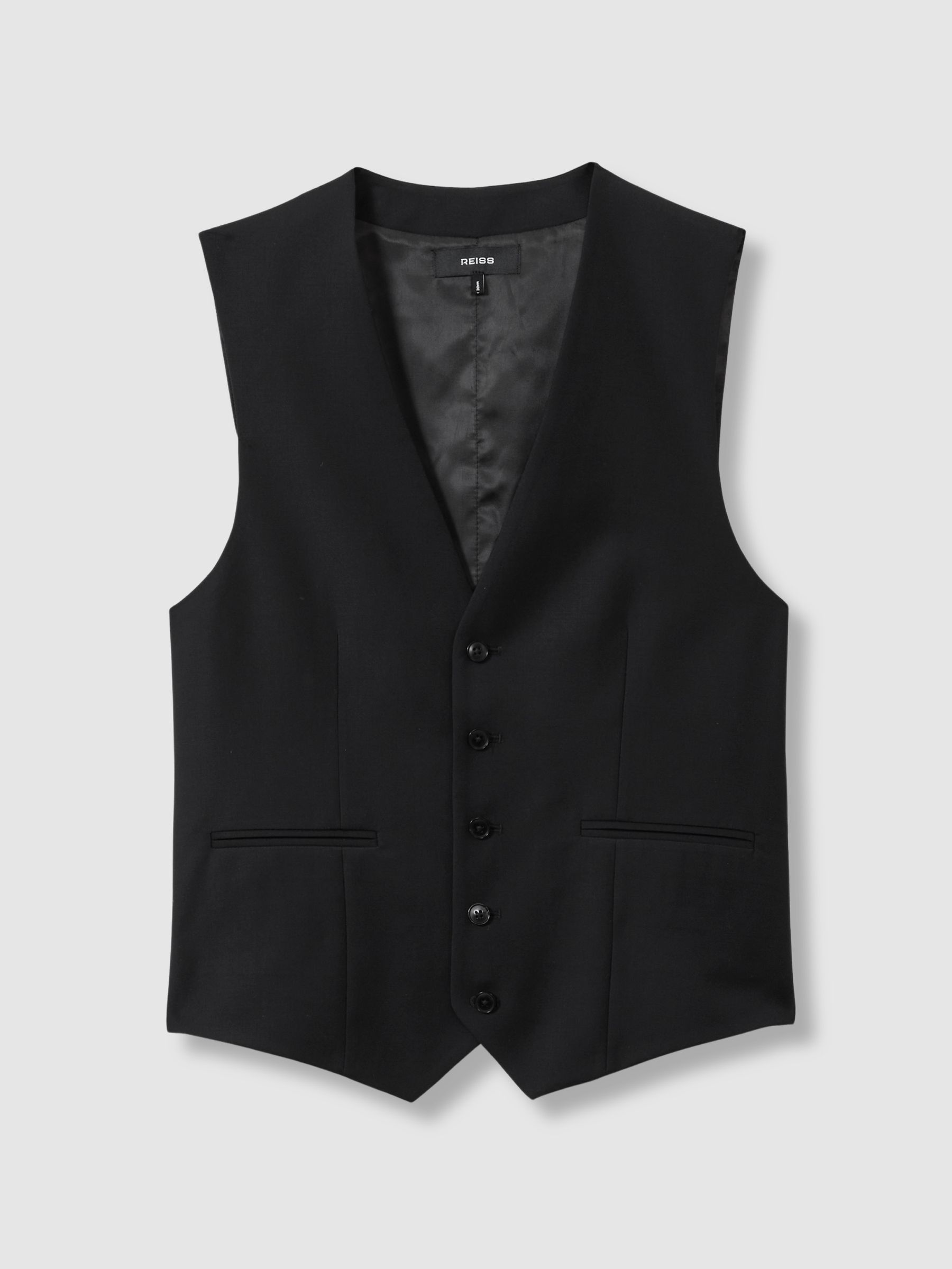 Slim-Fit Wool Suit Waistcoat in Black - Image 2 of 7