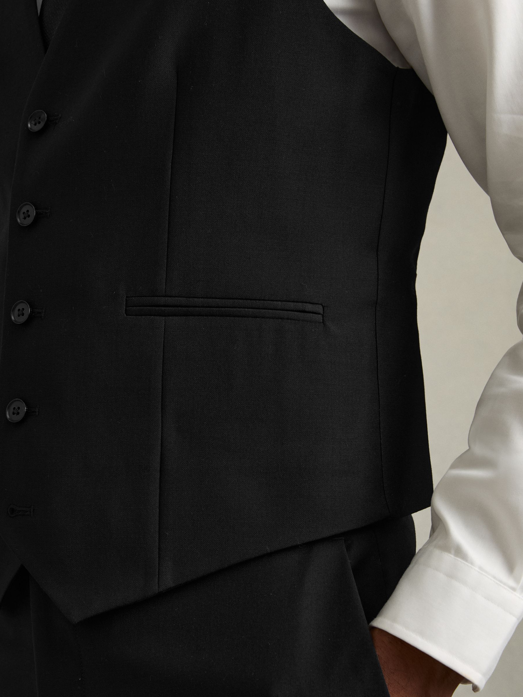 Slim-Fit Wool Suit Waistcoat in Black - Image 5 of 7