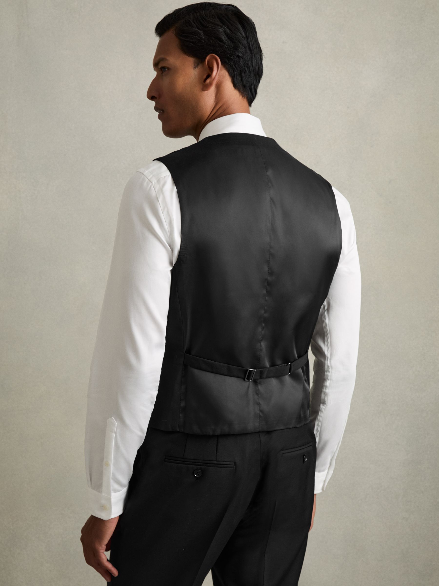 Slim-Fit Wool Suit Waistcoat in Black - Image 6 of 7