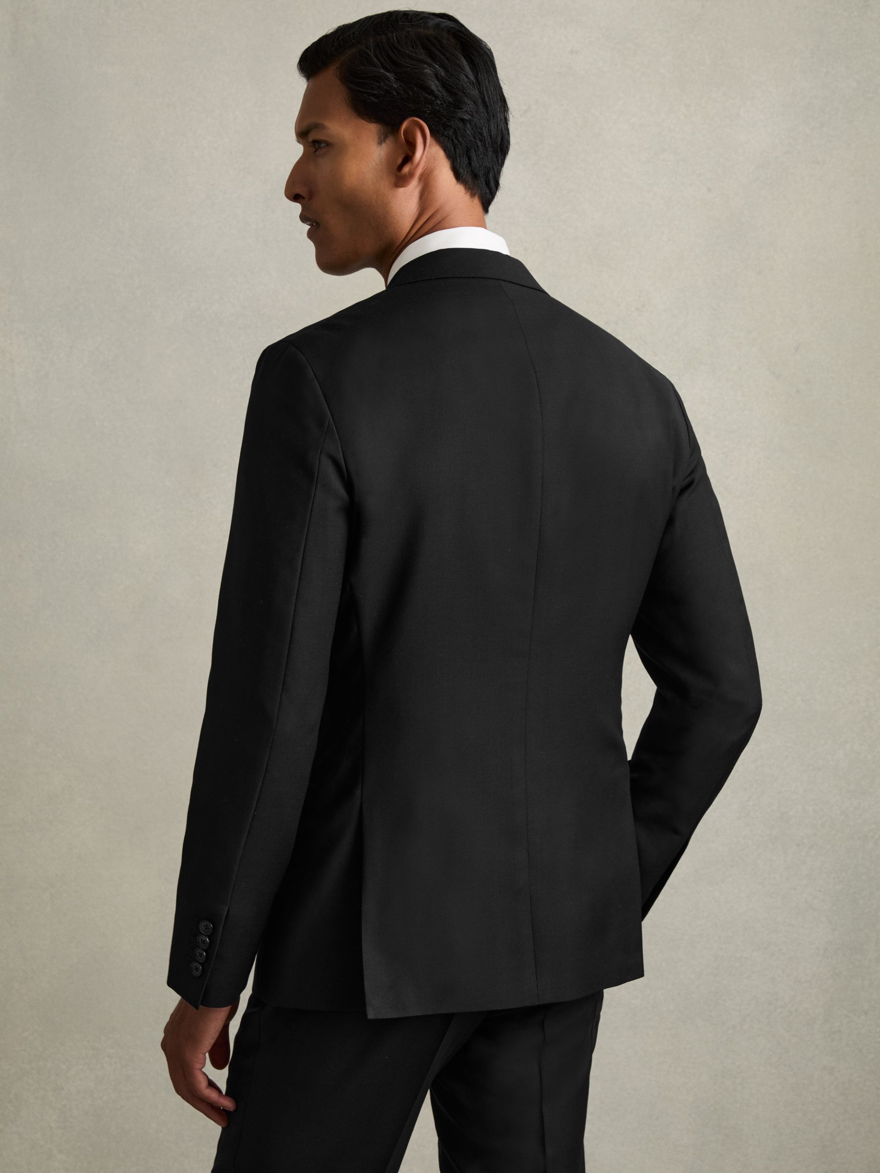 Slim-Fit Single Breasted Wool Suit Jacket in Black - Image 6 of 11