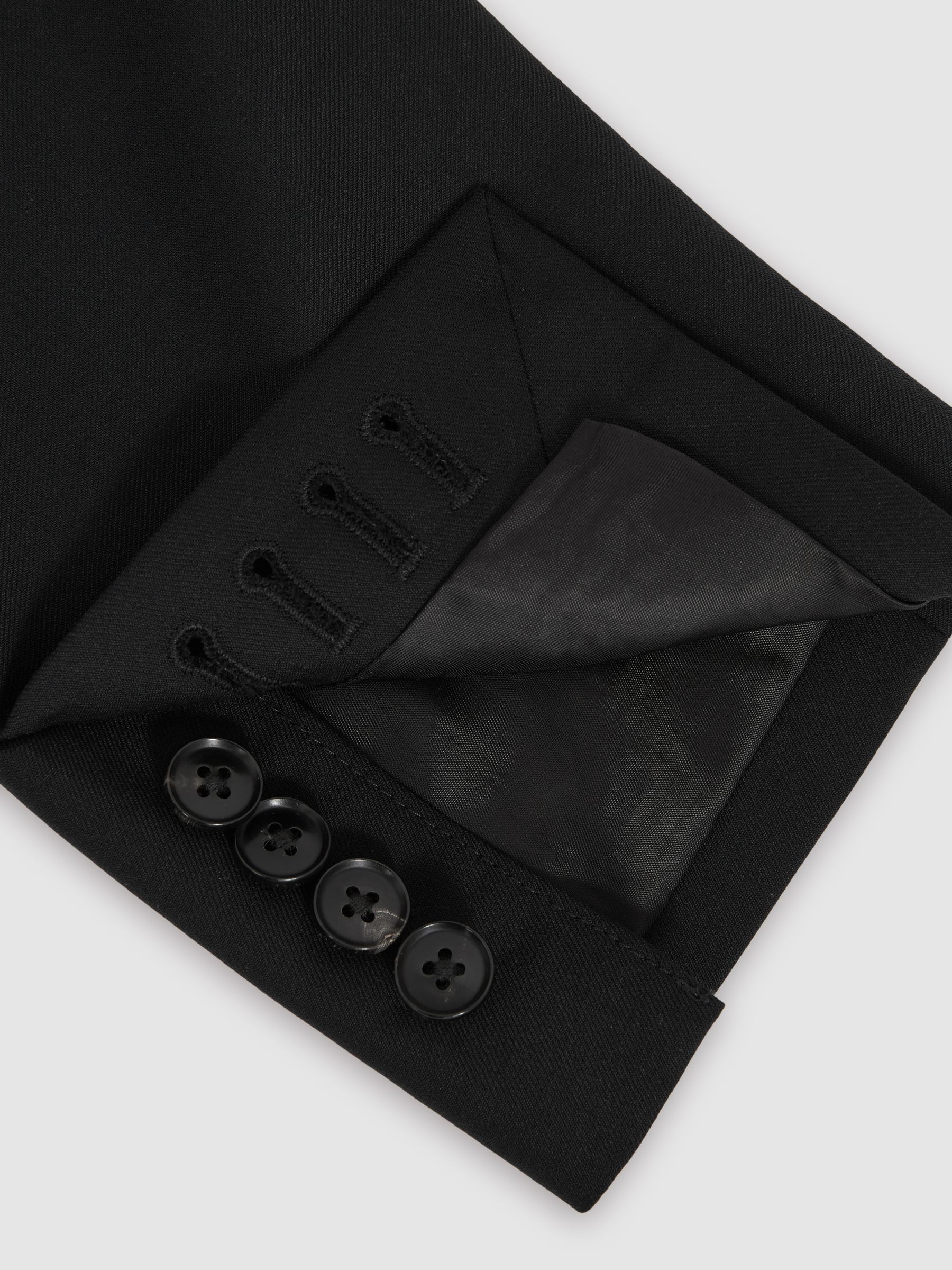 Slim-Fit Single Breasted Wool Suit Jacket in Black - image 3