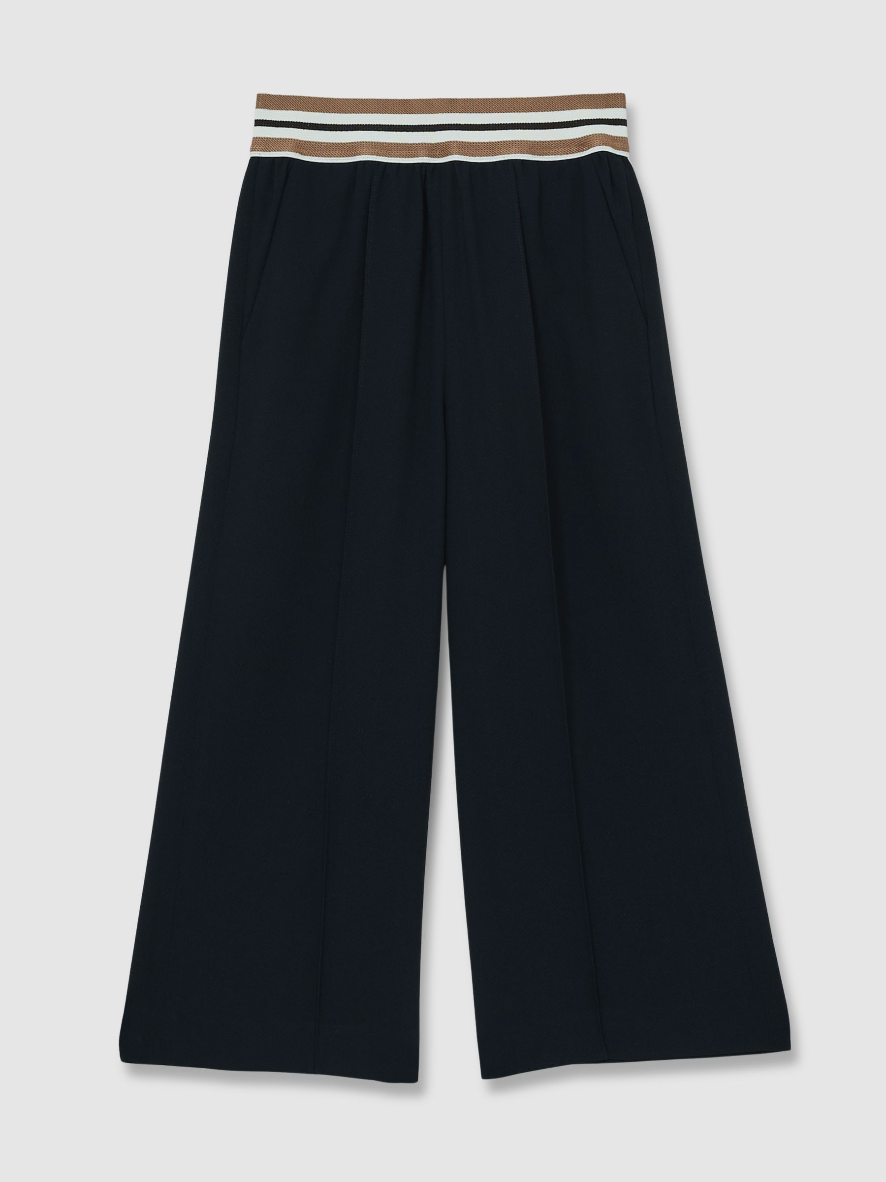 9-13 yrs Stripe-Waistband Wide-Leg Trousers in Navy - Image 2 of 4