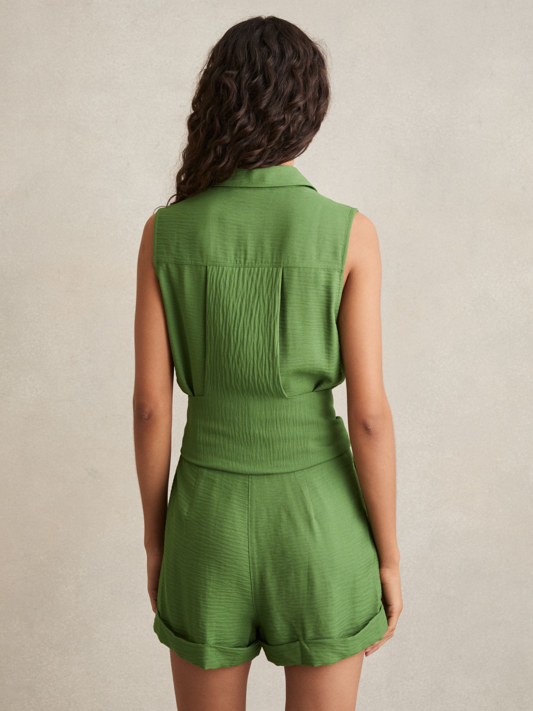 Belted Beach Cover-Up Playsuit in Green - Image 5 of 7