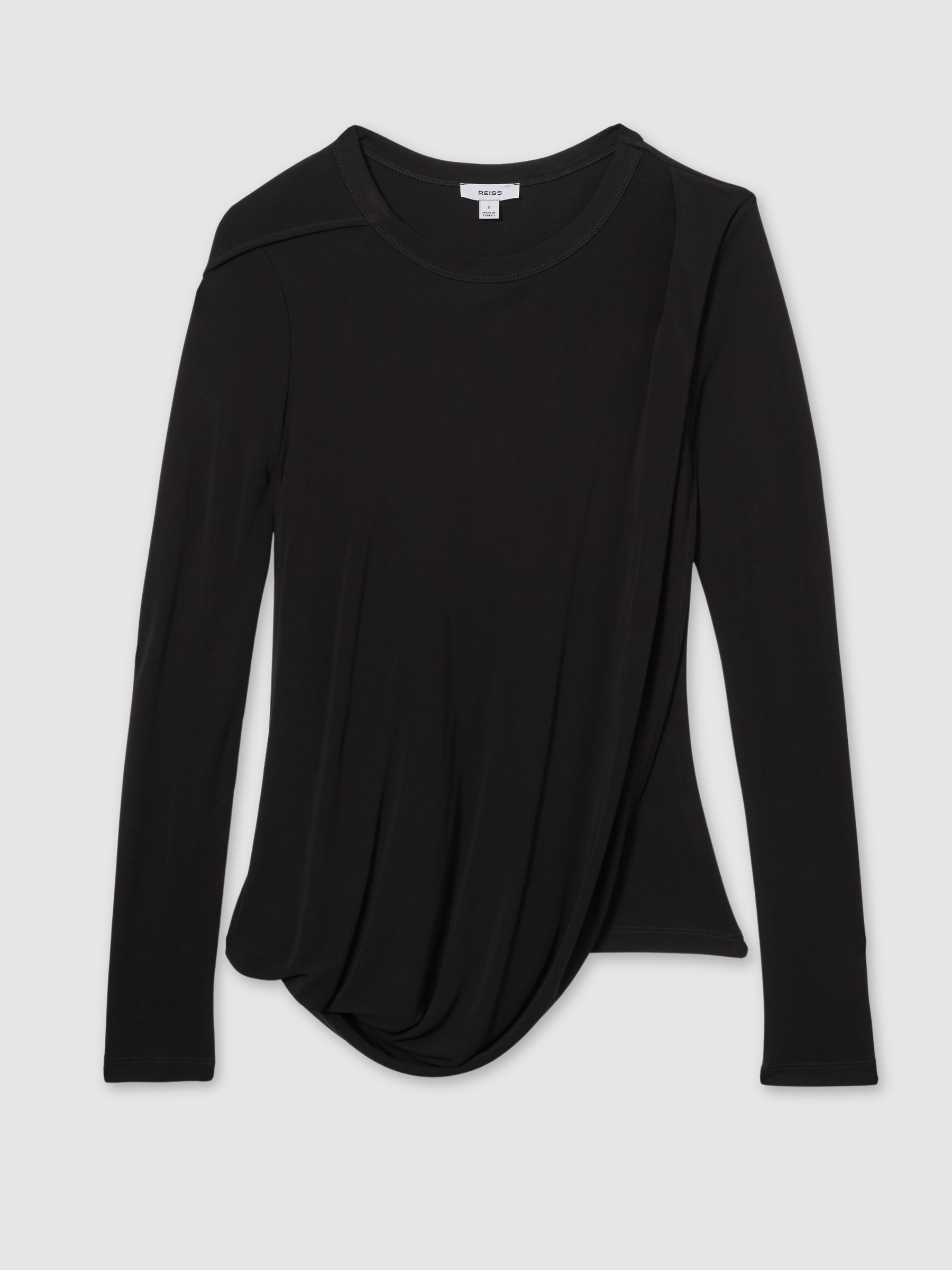 Draped-Jersey Top in Black - Image 2 of 5