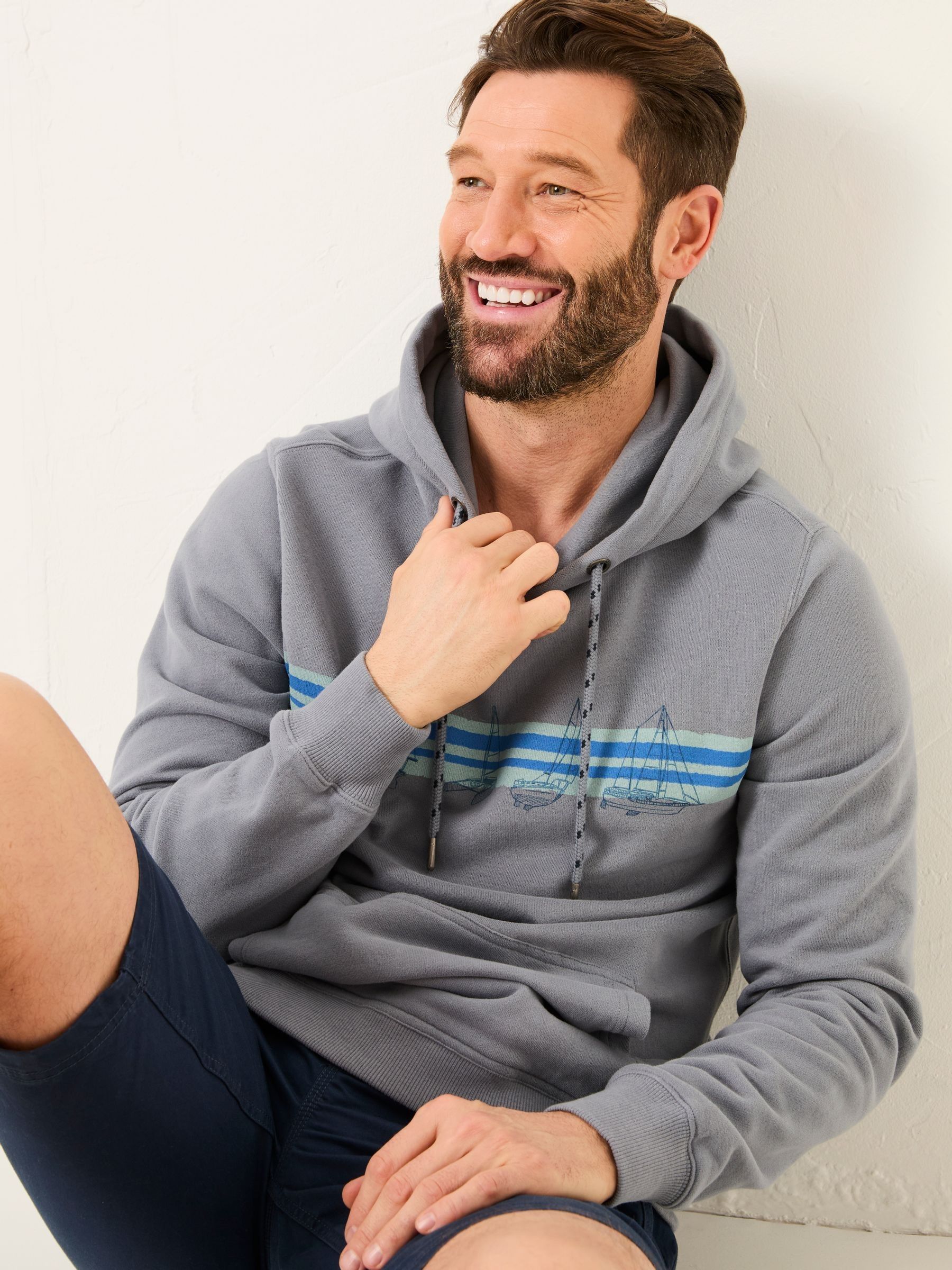 Dusky Blue Boat Graphic Overhead Hoody - Image 3 of 5