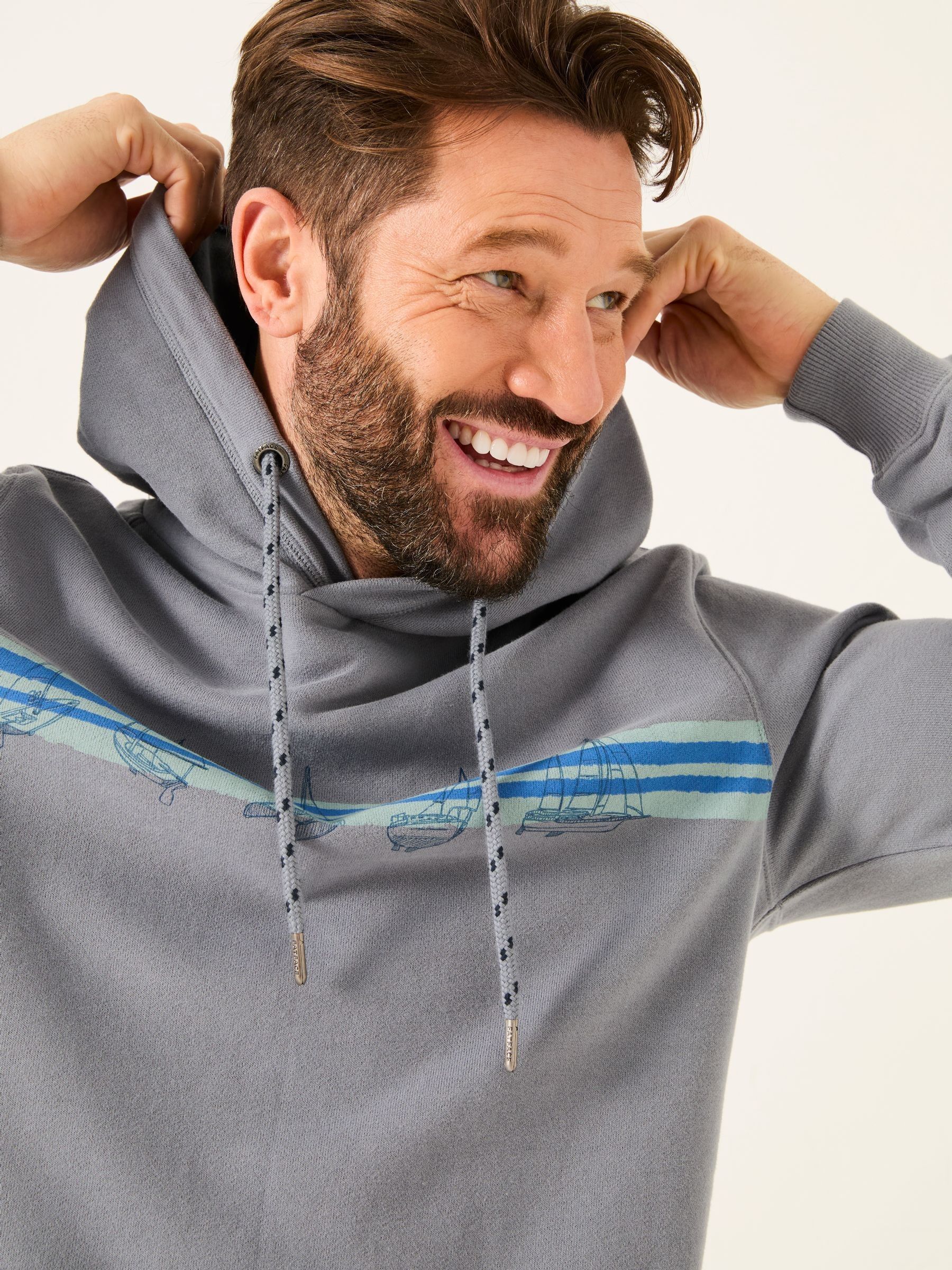 Dusky Blue Boat Graphic Overhead Hoody - Image 4 of 5
