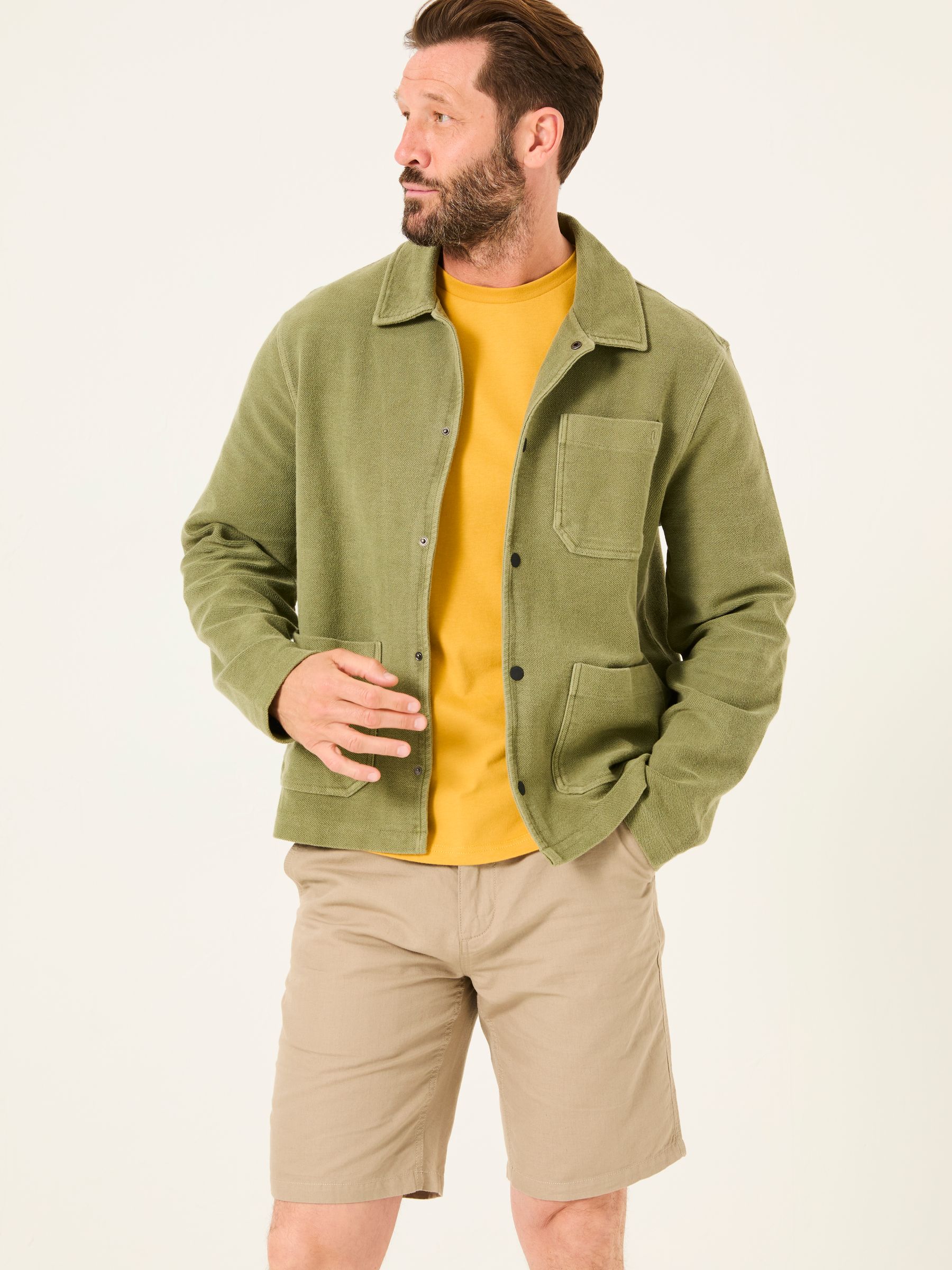 Lowe Khaki Green Lowe Loop Back Light Weight Jacket - Image 1 of 5