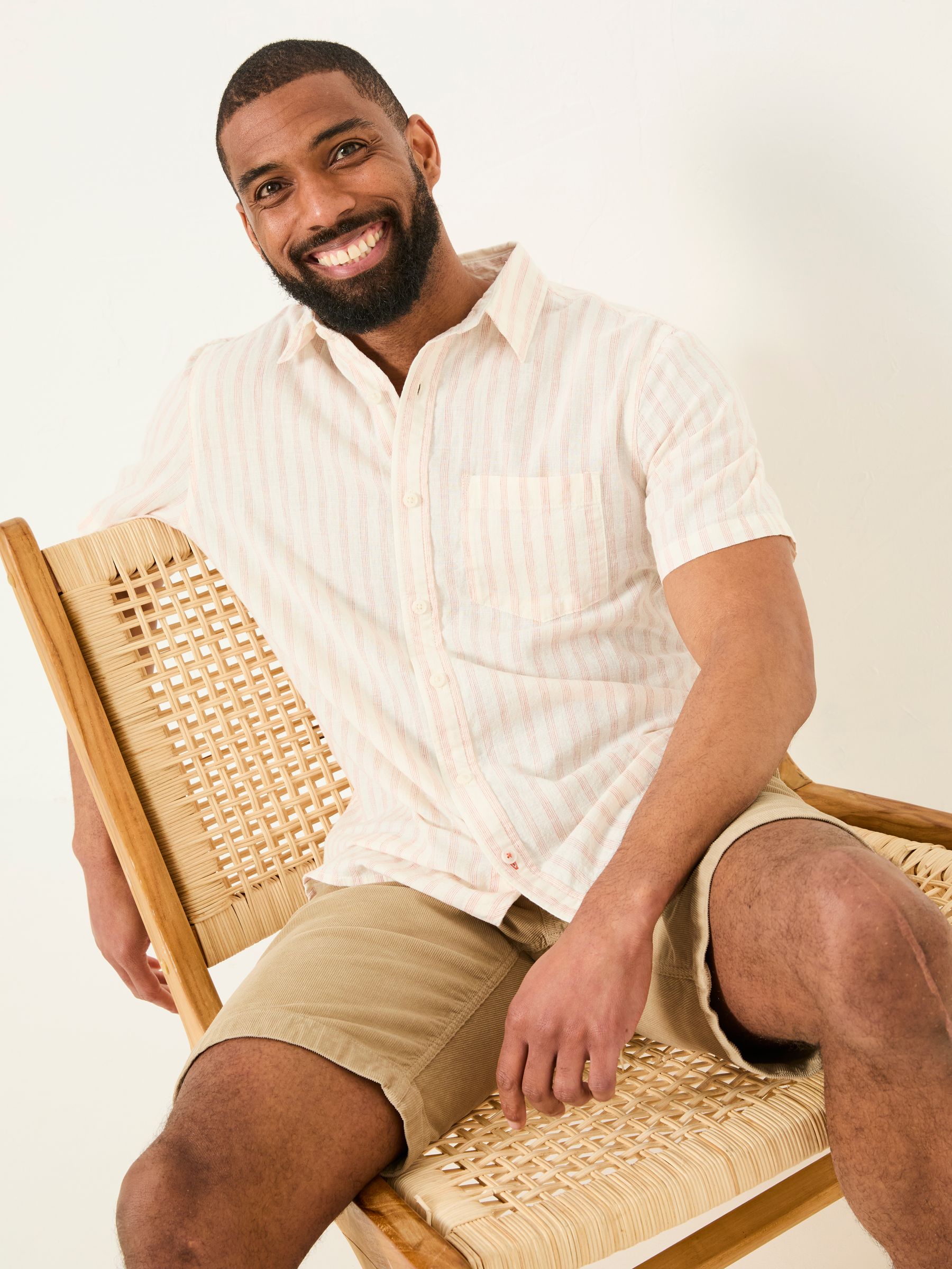 Orange Short Sleeve Fine Stripe Shirt - Image 2 of 6