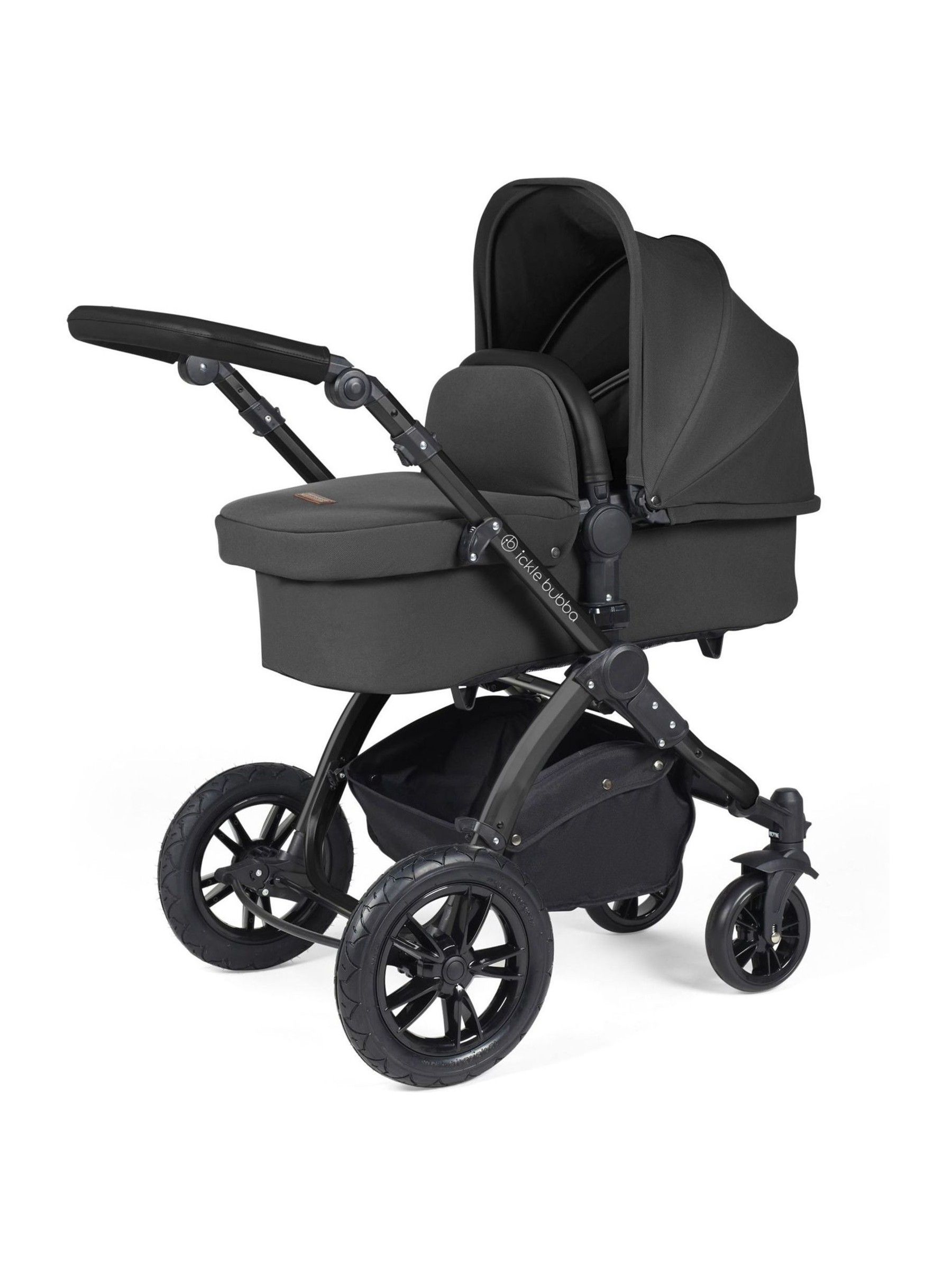 Ickle Bubba Black Charcoal Grey Stomp Luxe All-In-One I Size Travel System with Ci Base - Image 2 of 6