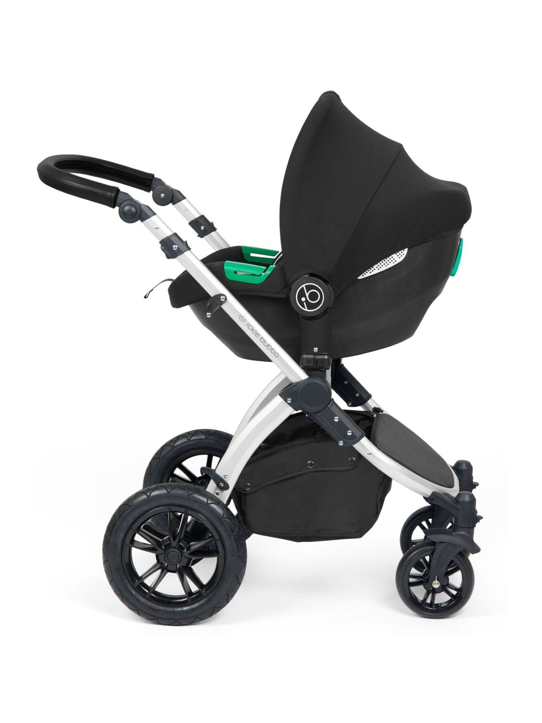 Ickle Bubba Silver  Charcoal Grey  Black Stomp Luxe All-In-One I Size Travel System with Ci Base - Image 5 of 6