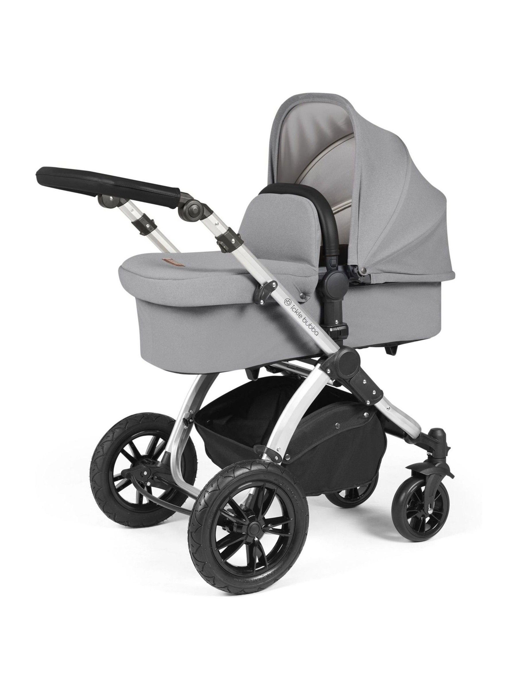 Ickle Bubba Silver Pearl Grey Black Stomp Luxe All-In-One I Size Travel System with Ci Base - Image 2 of 6