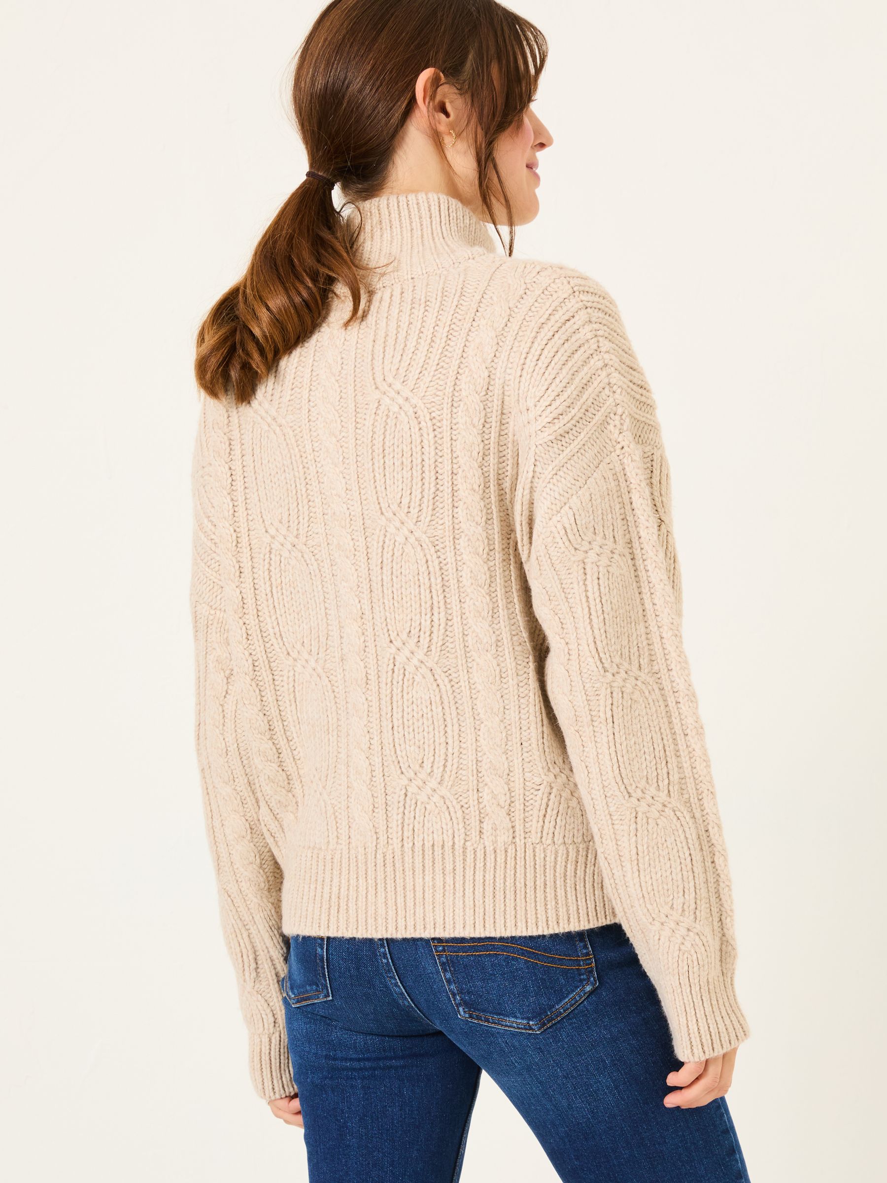 Erin Natural Cable Knitted Zip Through Cardigan | FatFace USA