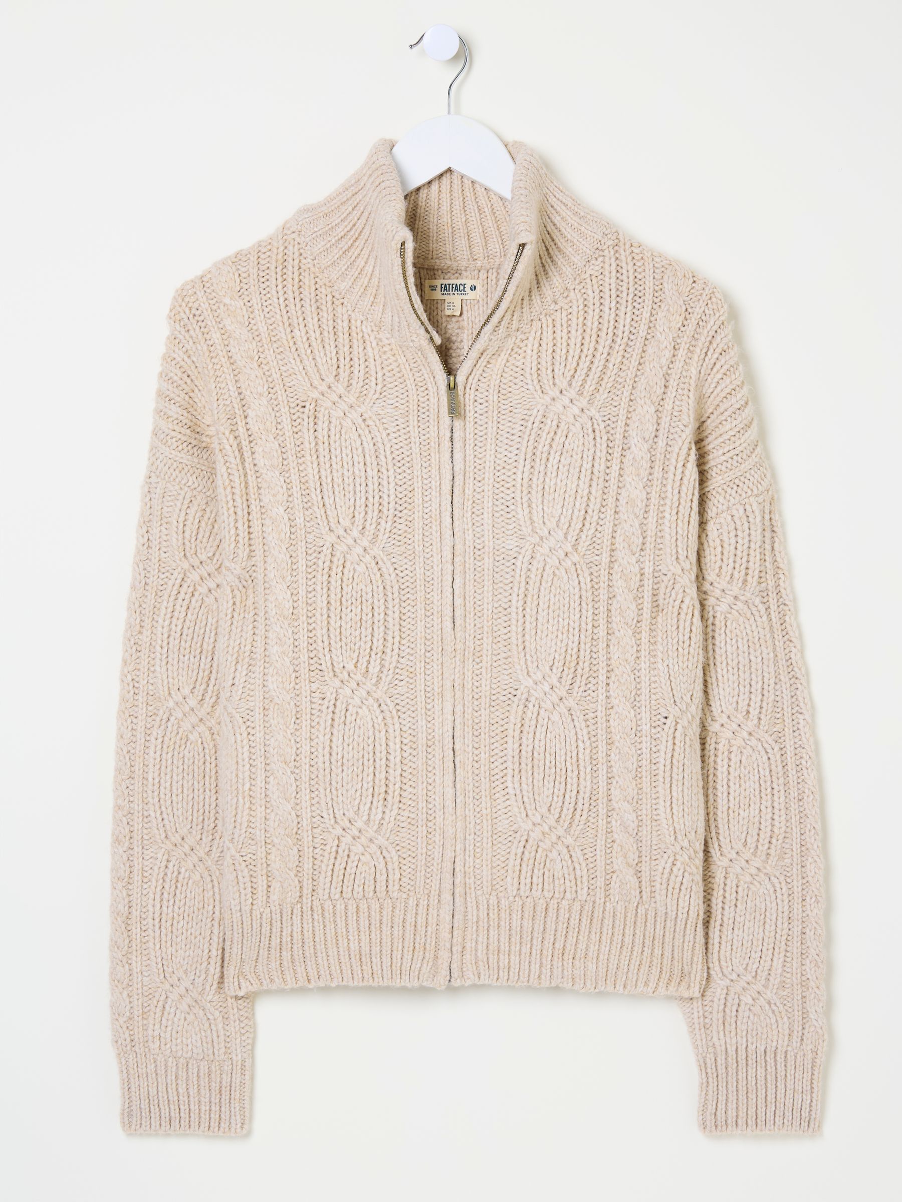 Erin Natural Cable Knitted Zip Through Cardigan - Image 5 of 5